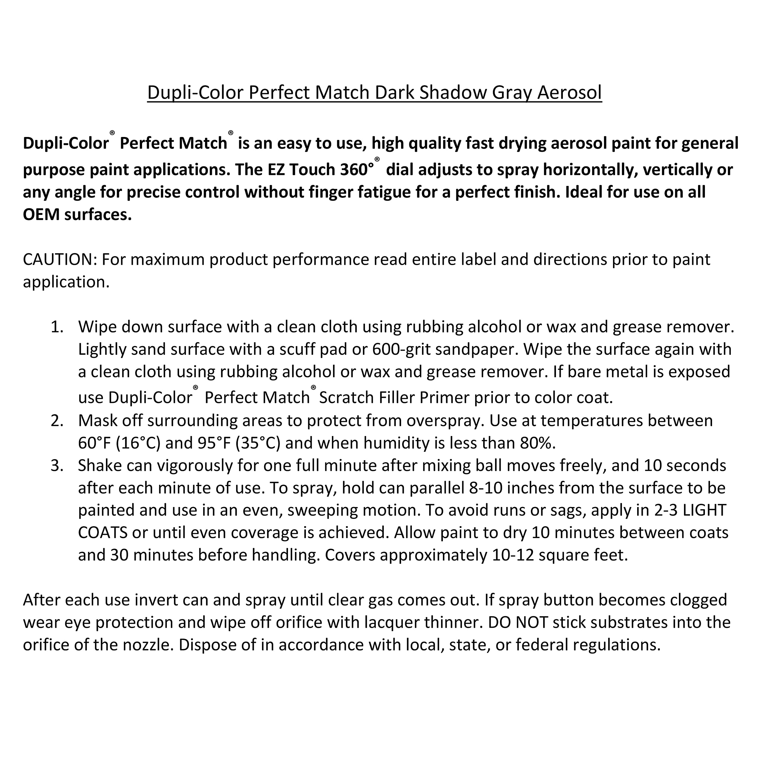 Perfect Match Dupli-Color EBFM03607 Automotive Spray Paint – Ford Dark Shadow Gray, CX – 8 oz. Aerosol Can