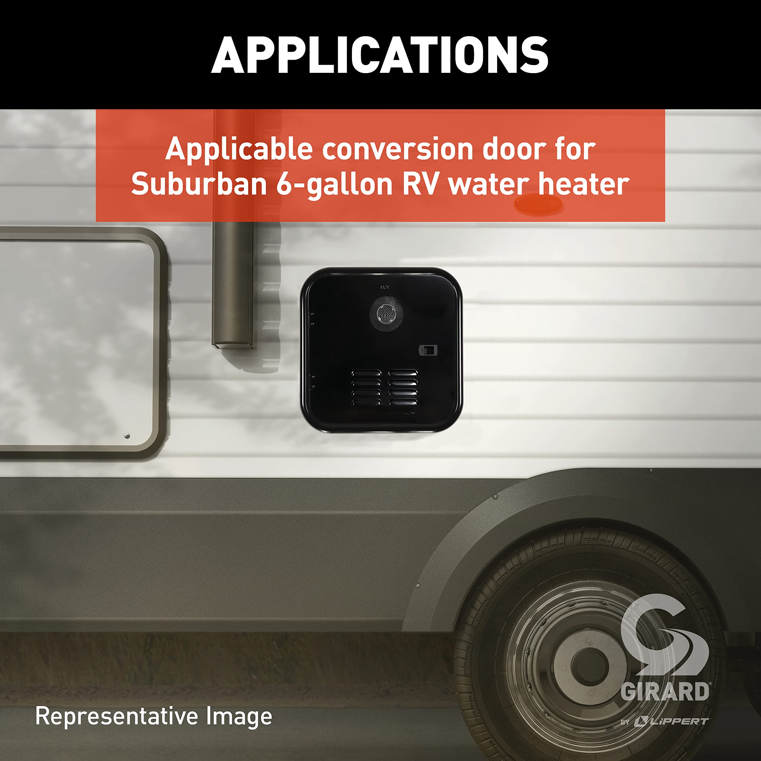 RV Water Heater Door Installation Kit Girard Products Llc - Black