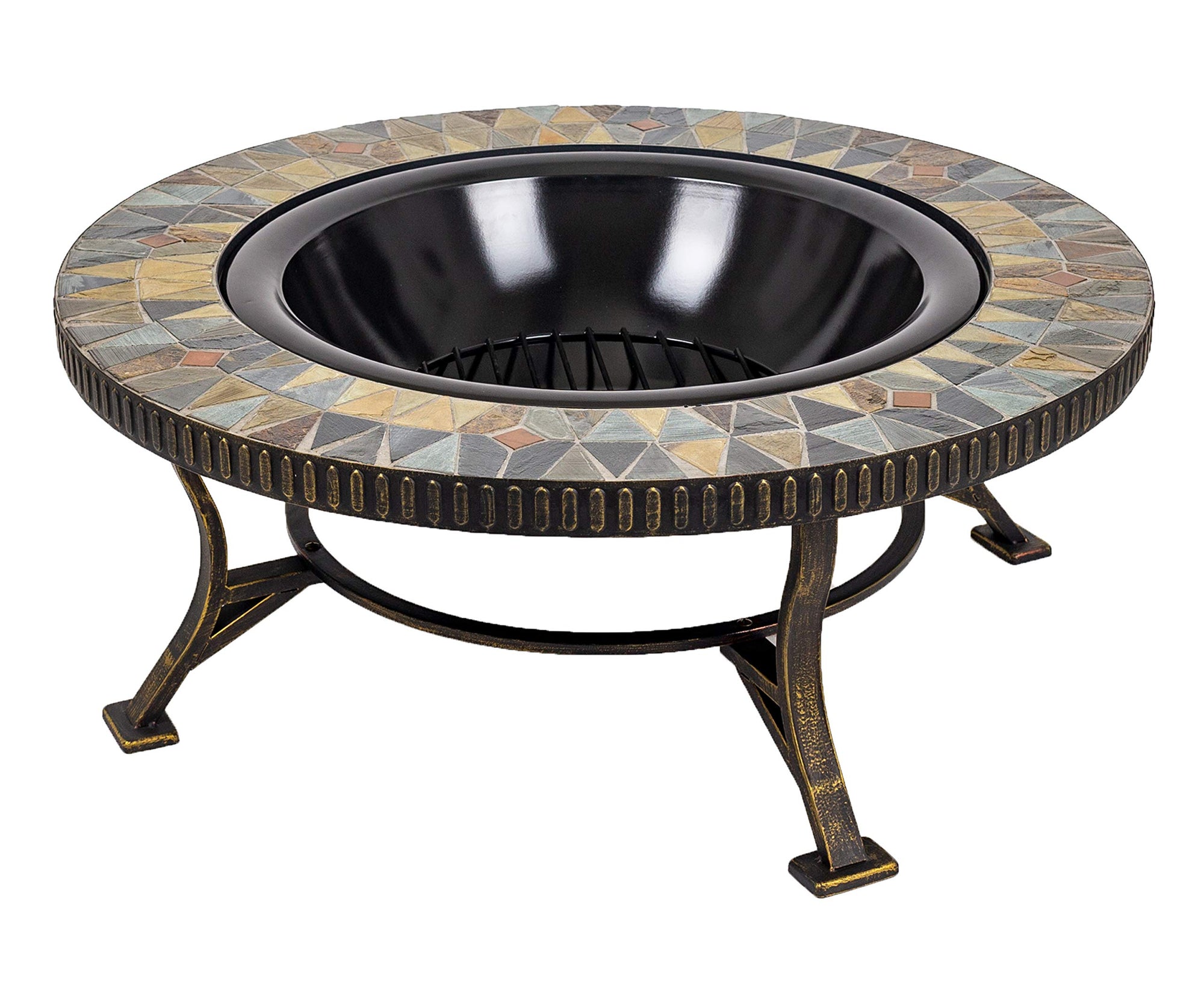 GHP Group Pleasant Hearth OFW088RC fire Pit, Rubbed Gold