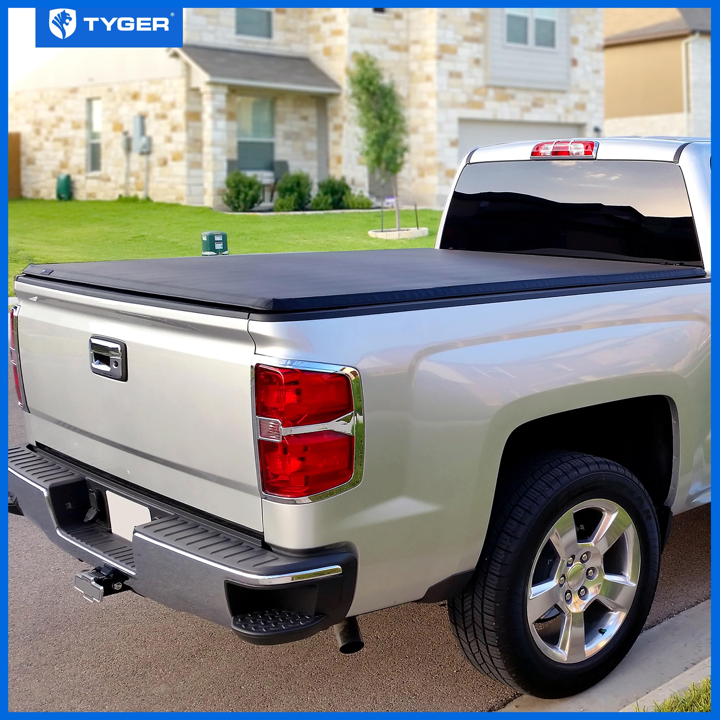 Tyger Auto T3 Soft Tri-fold Tonneau Cover Truck Bed Compatible with 2014-2018 Chevy Silverado GMC Sierra 1500; 2019 LD / Limited | 5'9" (69") Bed | TG-BC3C1006, Black