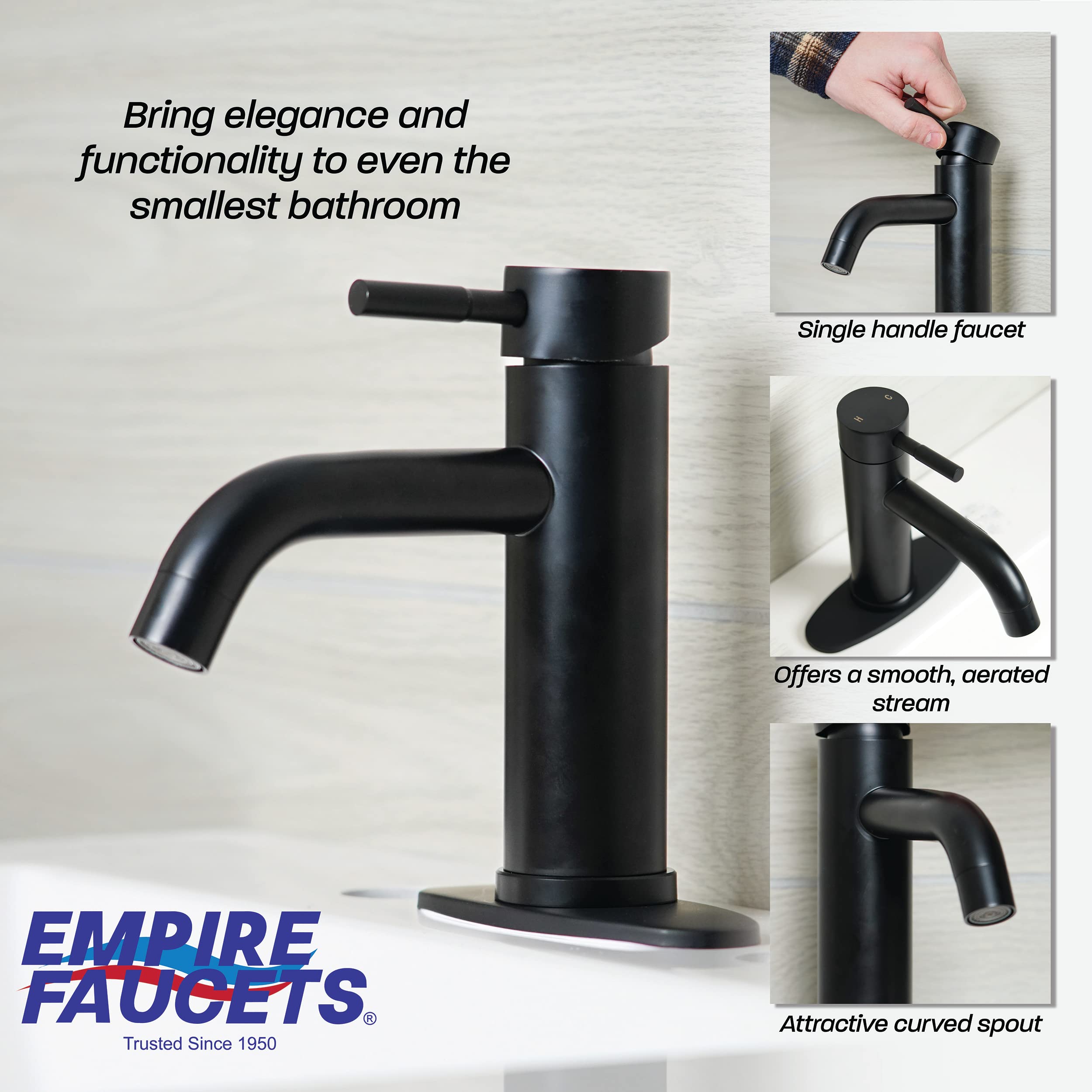 Faucet Lav Quick Products Empire Black Single Lever VF77BMT-A