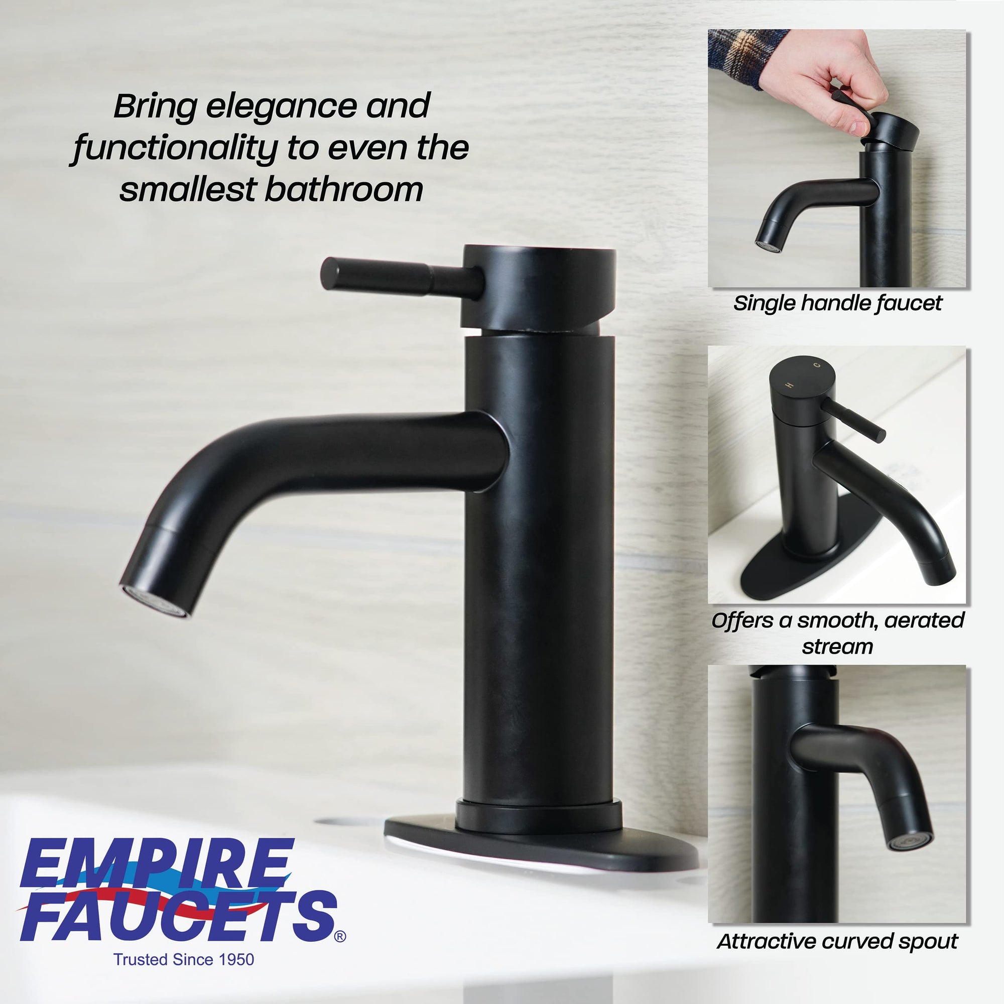 Faucet Lav Quick Products Empire Black Single Lever VF77BMT-A