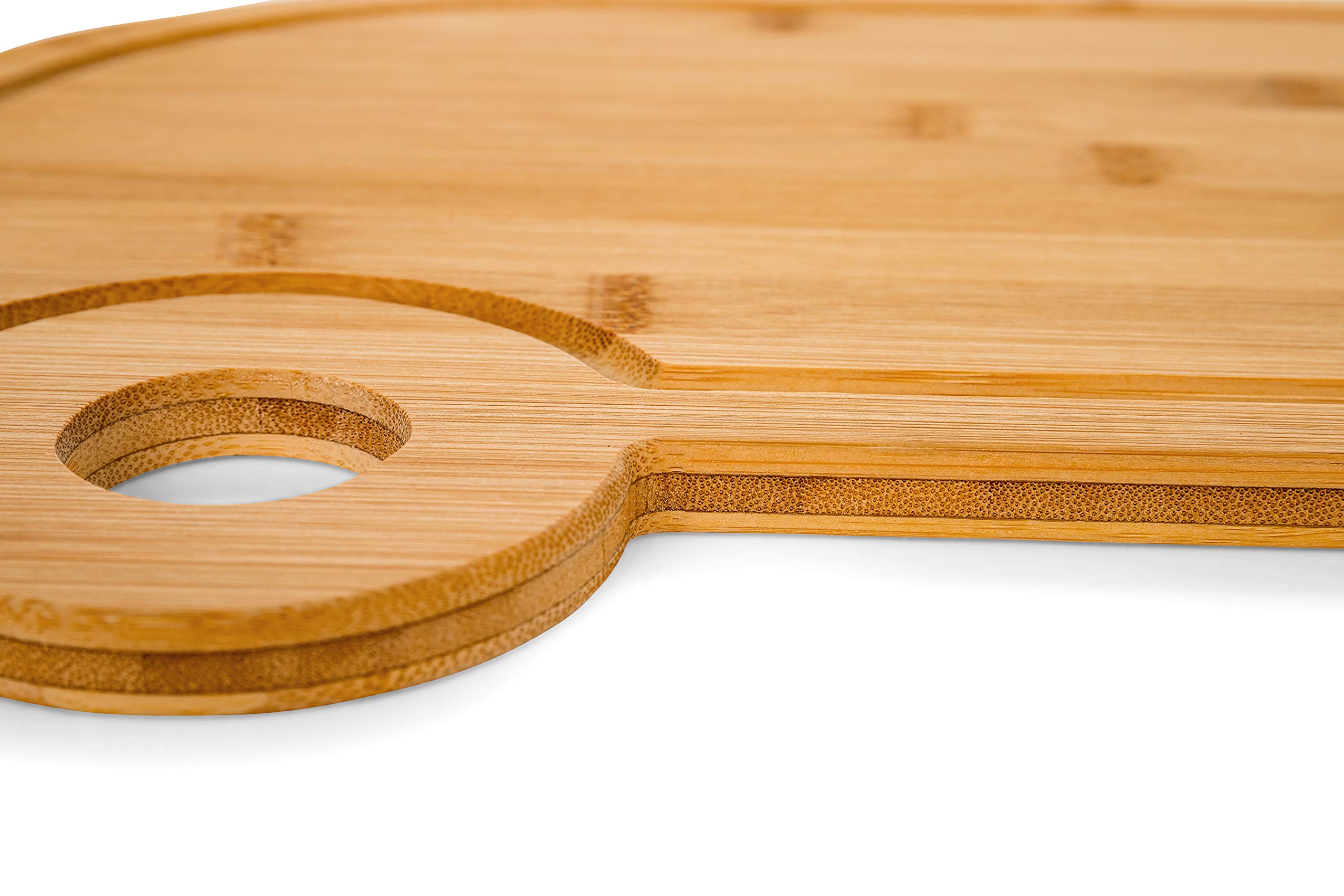 Camco RV Shaped Life is Better at The Campsite Bamboo Wood Cutting Board for Food Prep-Doesn't Dull Knives, Resists Moisture (53089)