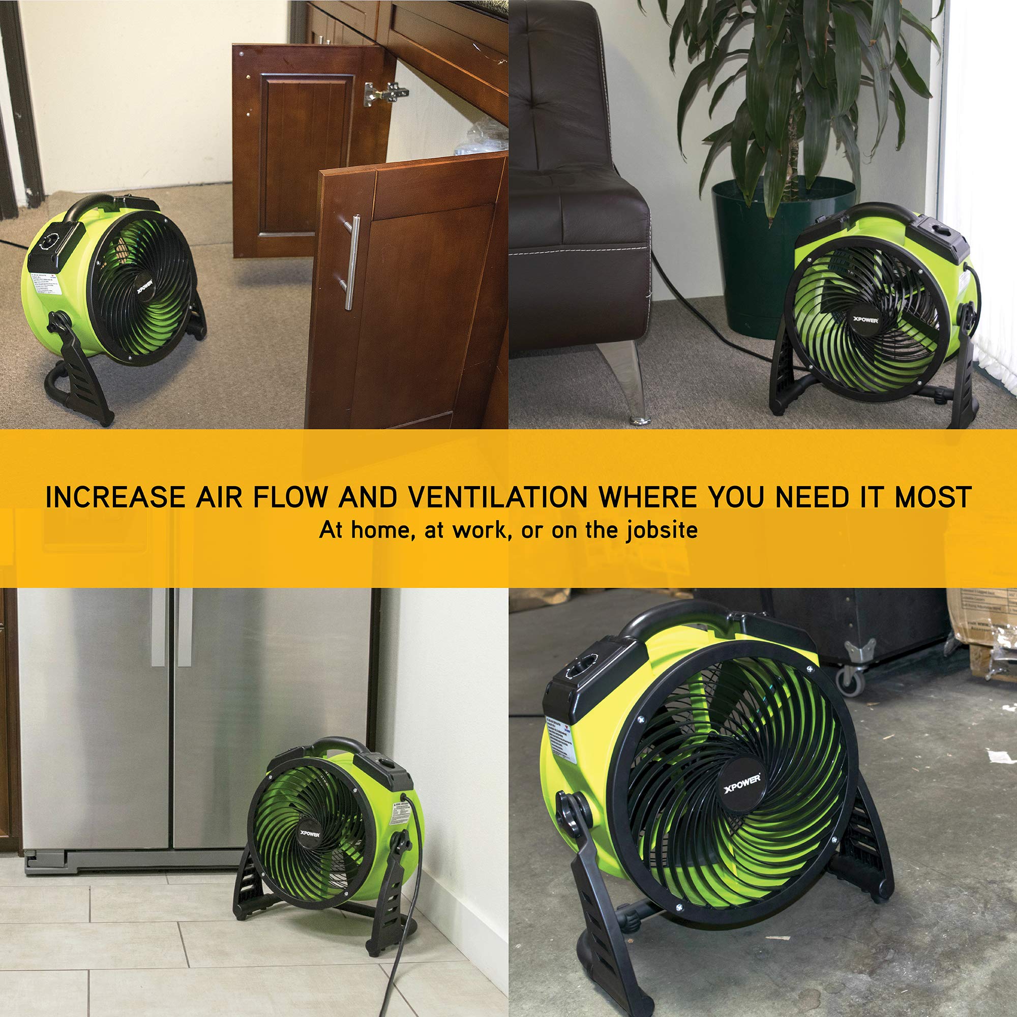Heavy Duty XPOWER FC-200 High Velocity Whole Room Air Mover Air Circulator Utility Floor Fan, 4 Speeds, Timer, 13 inch, 1300 CFM