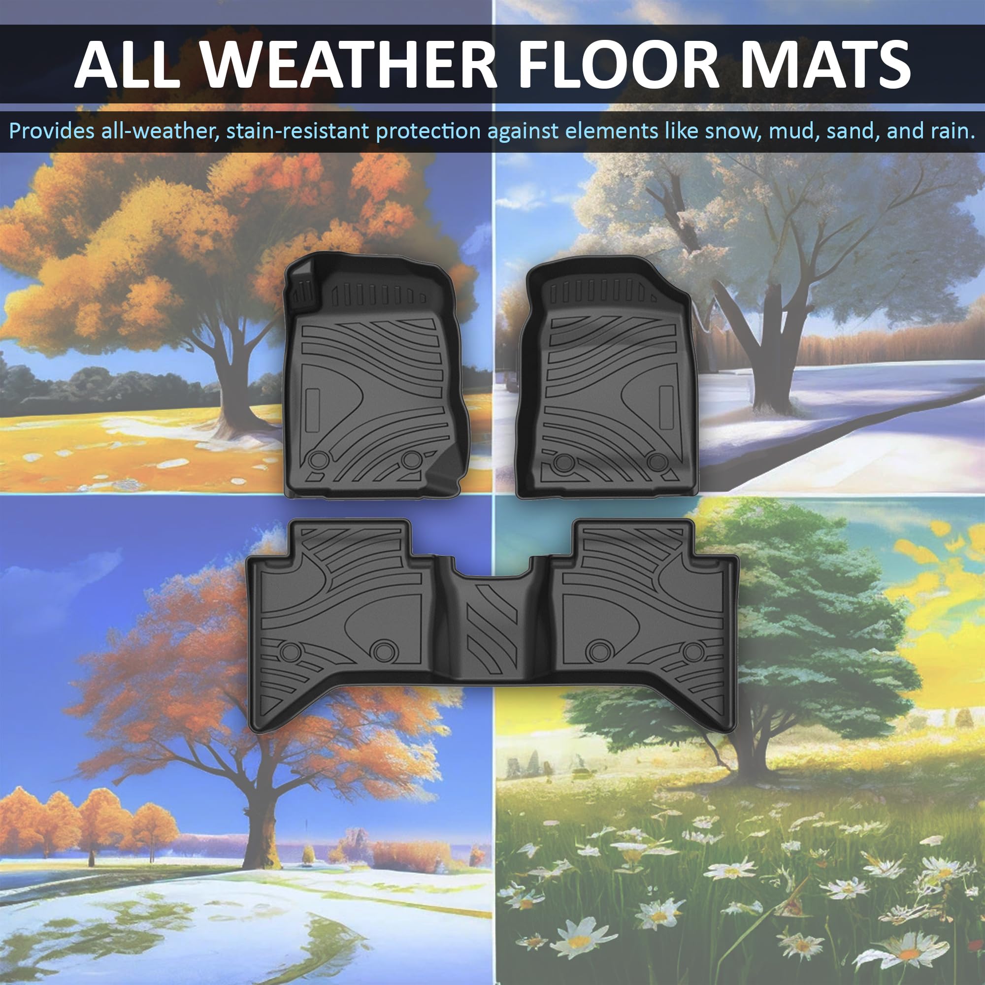 TOTALINER Black Horse Heavy Duty Floor Mat Anti-Skid Black 1.37'' Thickness Compatible with 2015-2019 Chevrolet Colorado Crew Cab-FMCCO15