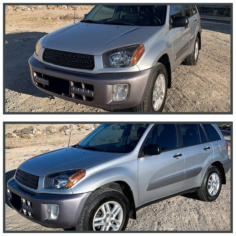 Black Headlights SPEC-D TUNING Compatible with 2001-2003 Toyota RAV4, Left + Right Pair Headlamps Assembly
