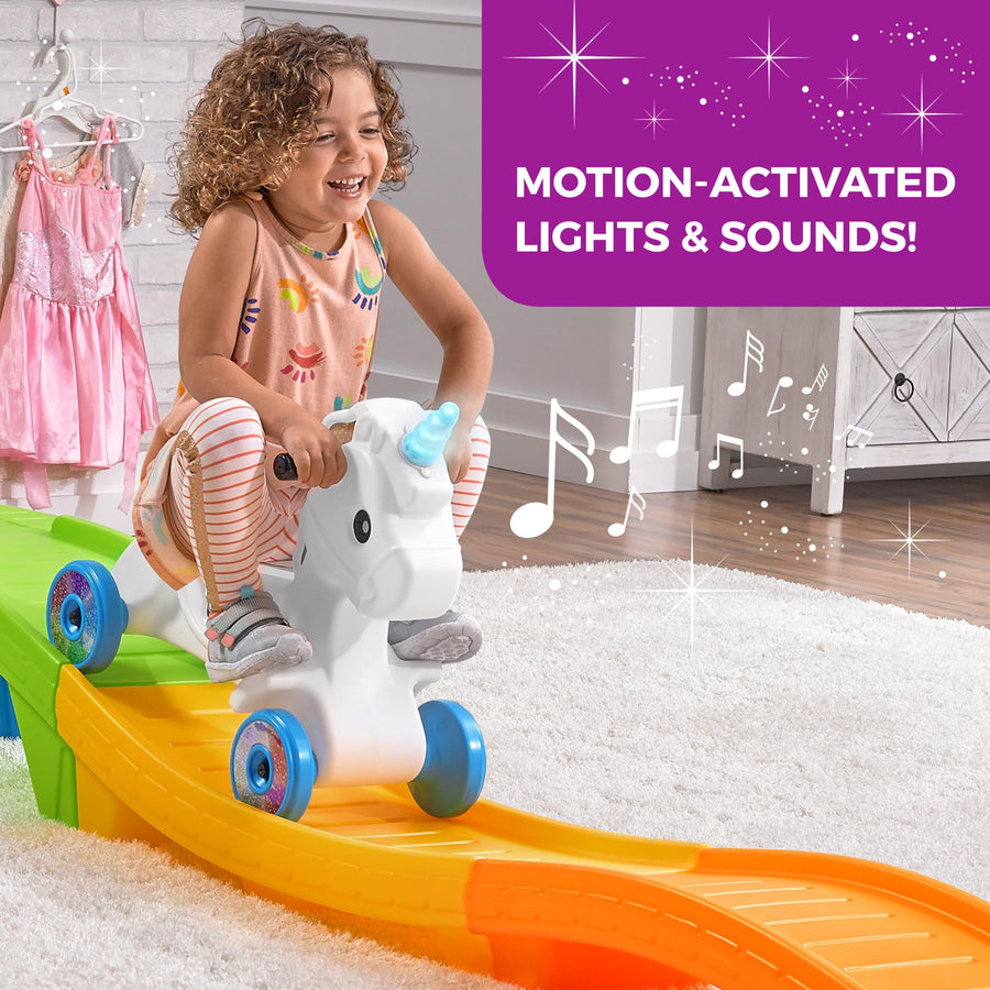 Step2 Up & Down Unicorn Roller Coaster Kids Ride On Toy, Push Car, Indoor/Outdoor Playset, Made of Durable Plastic, Max Weight 50 lbs., For Toddlers 2-5 Years Old, Multicolor