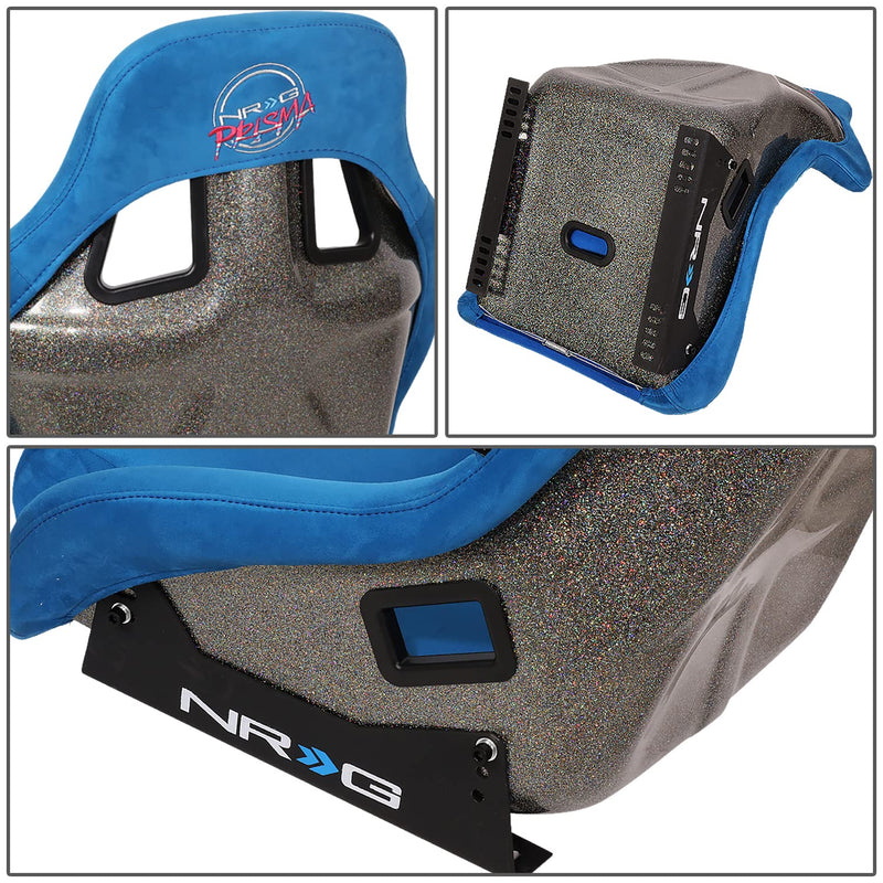NRG Innovations Universal NRG-FRP-302BL-ULTRA Fixed Back Bucket Racing Seat for 6-Point Harnesses, Size L, Blue Seat Cover, 24" W X 36" H X 18" D
