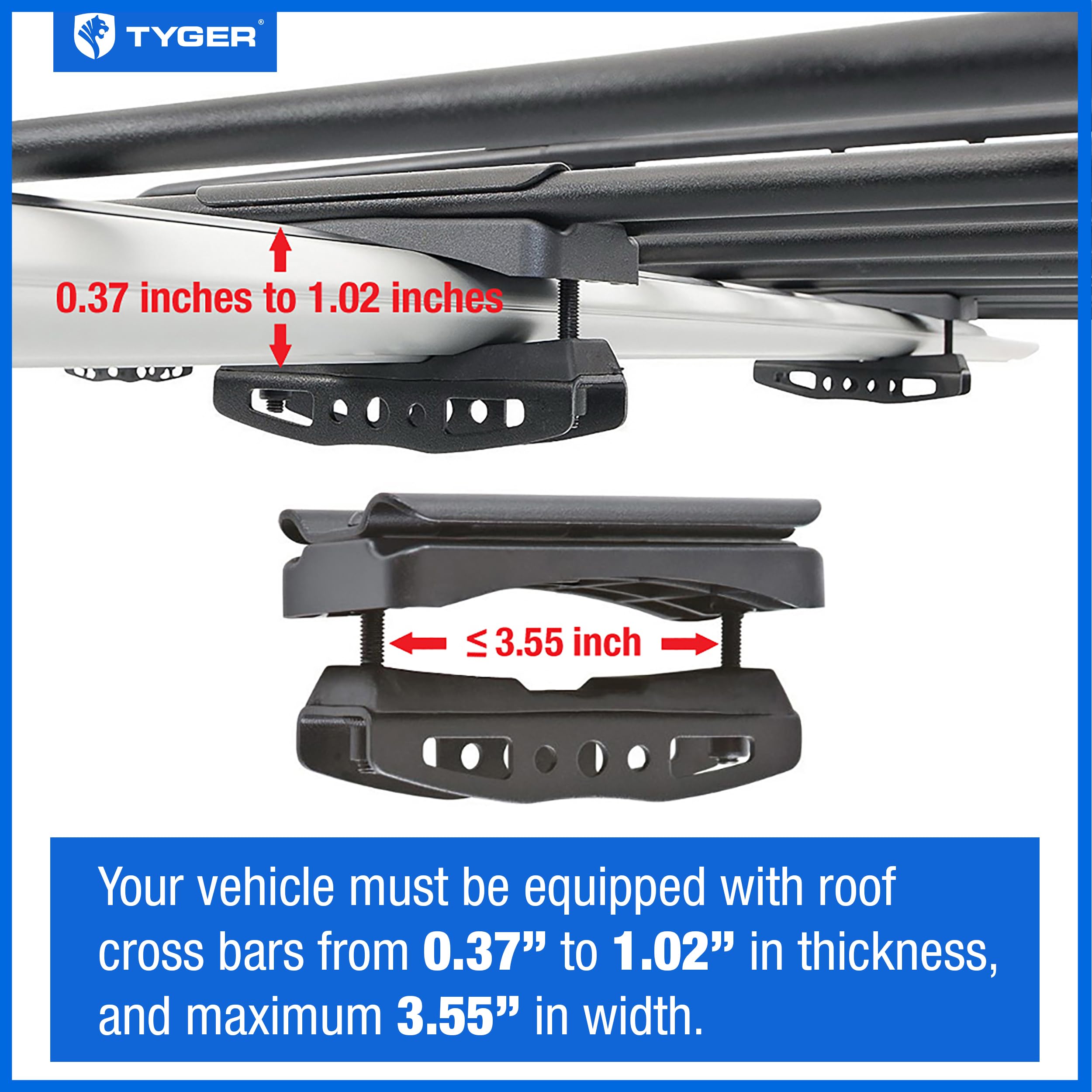 Tyger Auto Heavy Duty TG-RK1B942B Roof Mounted Cargo Basket Rack | L57.5 x W42 x H6 | Roof Top Luggage Carrier | with Wind Fairing, Black