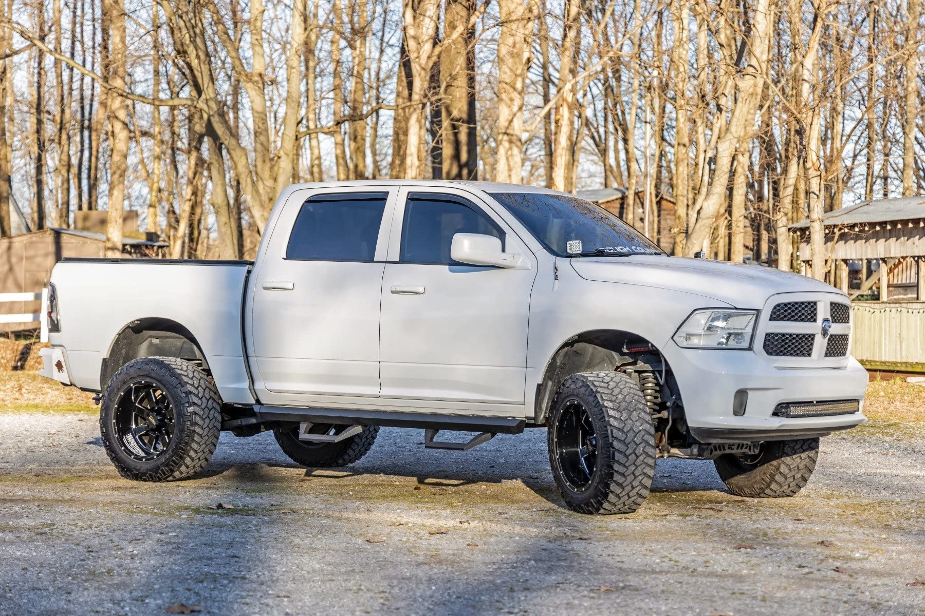 Rough Country Adjustable SRX2 Aluminum Steps for Ram 1500/2500/3500 (2010-2018) Crew Cab - Modular Running Boards with Slide-Adjust Steps
