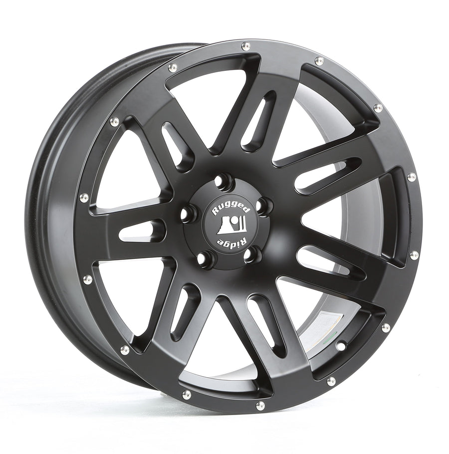 XHD Wheel, 20x9, Black Satin | Rugged Ridge | 15306.01 | Fits 2007-2025 Jeep Wrangler JK/JL; 2020-2025 Jeep Gladiator JT