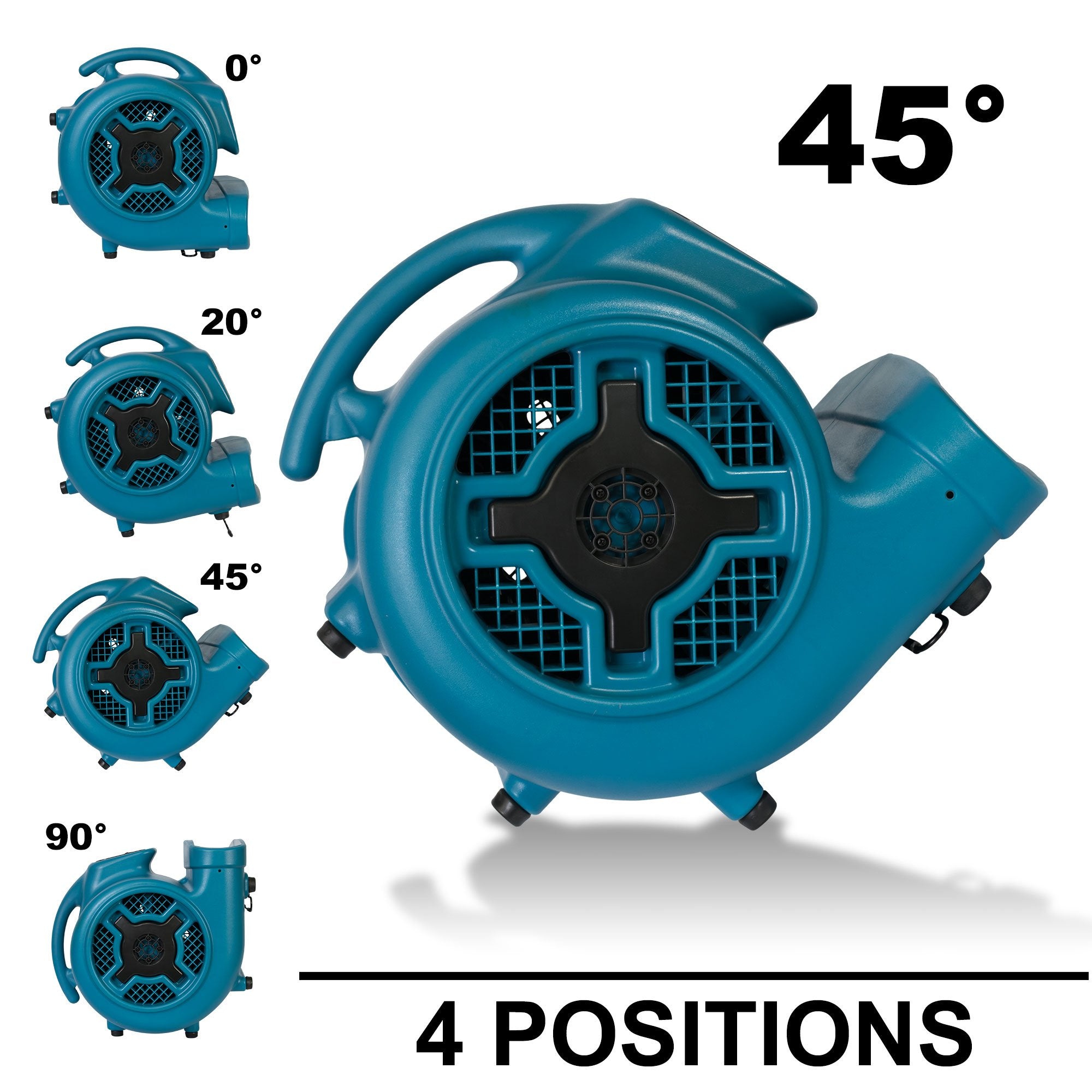 XPOWER 1 HP X-830 Pro 3600 CFM Centrifugal Air Mover, Carpet Dryer, Floor Fan, Blower, for Water Damage Restoration, Janitorial, Plumbing, Home Use Blue