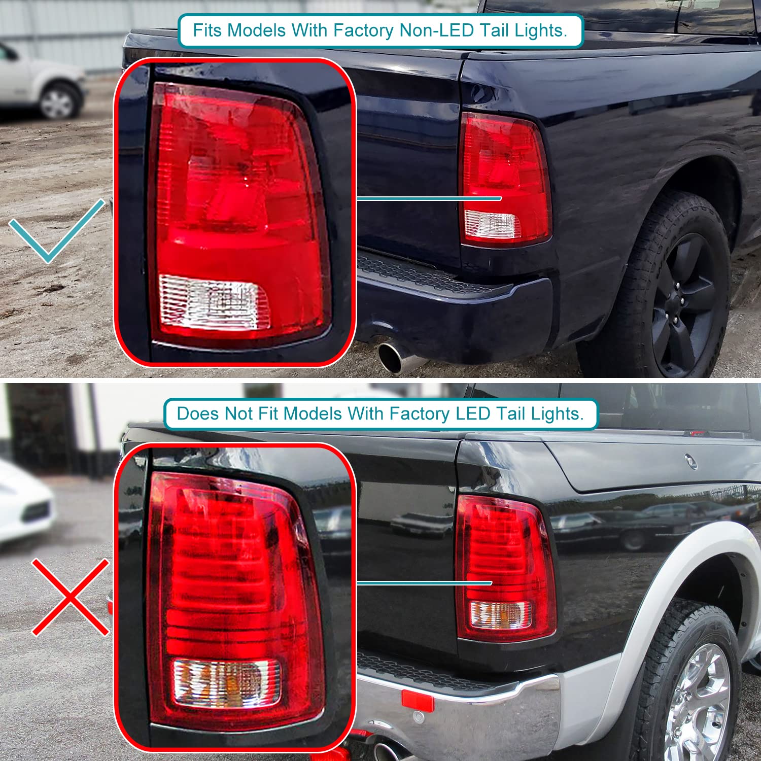 Red LED Tail Lights SPEC-D TUNING w/LED Light Bar Compatible with 2009-2018 Dodge Ram 1500 2500 3500, Left + Right Pair Assembly