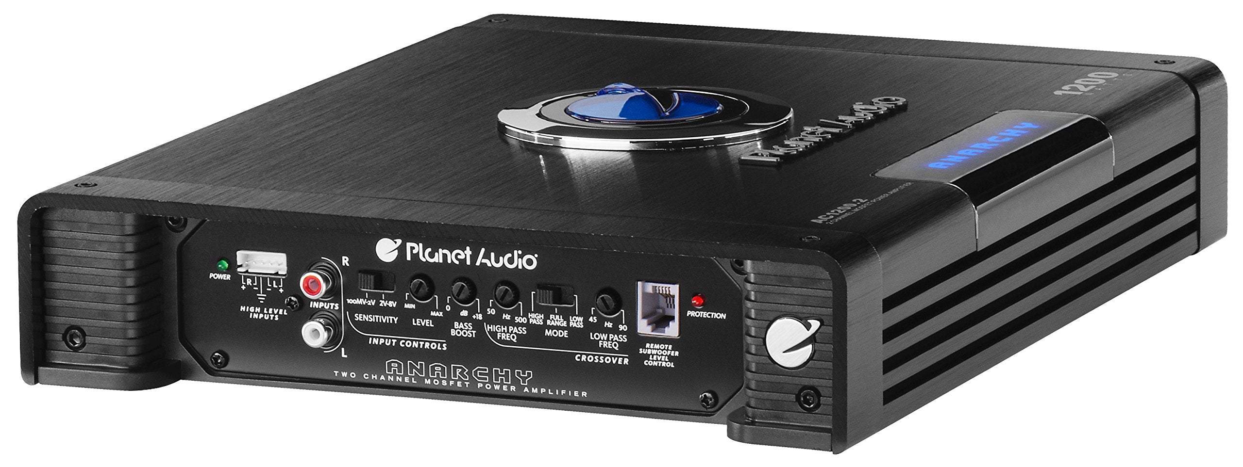 AC1200.2 Planet Audio 2 Channel Car Amplifier - 1200 High Output, High/Low Level Inputs, High/Low Pass Crossover, Hook Up to Subwoofer for Bass