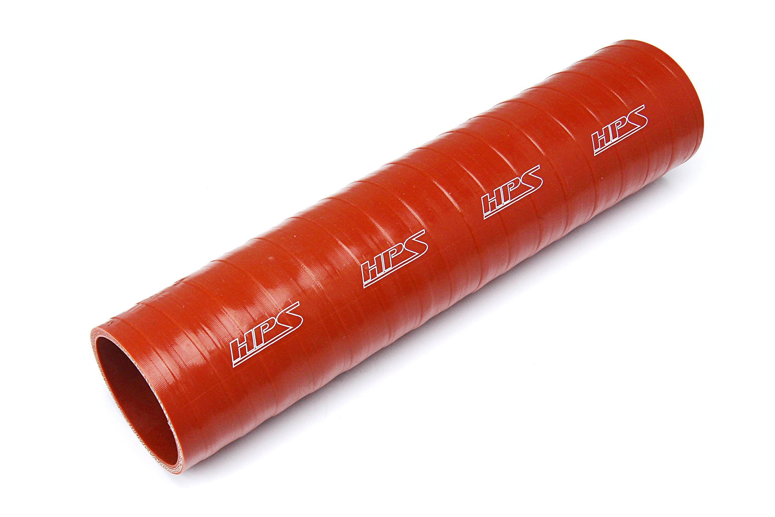 Ultra High Temperature HPS ST-162-HOT 4-Ply Aramid Reinforced Tube Couper Hose, 12" Length, 1.62" ID, 2.01" OD, 80 psi, Silicone, Orange