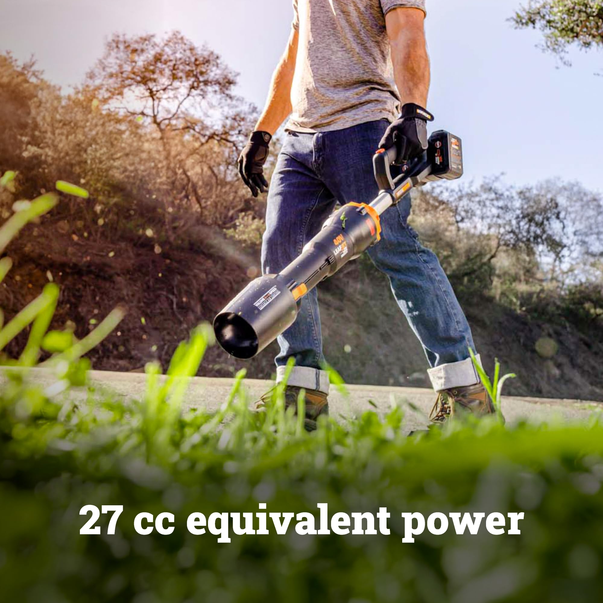 WORX Cordless Nitro Leaf Blower, Electric Blower with 620 CFM & 165 MPH, Blowers for Lawn Care with Brushless Motor & 3 Speed Control, 2 × 4.0 Ah Batteries & Charger Included, WG585
