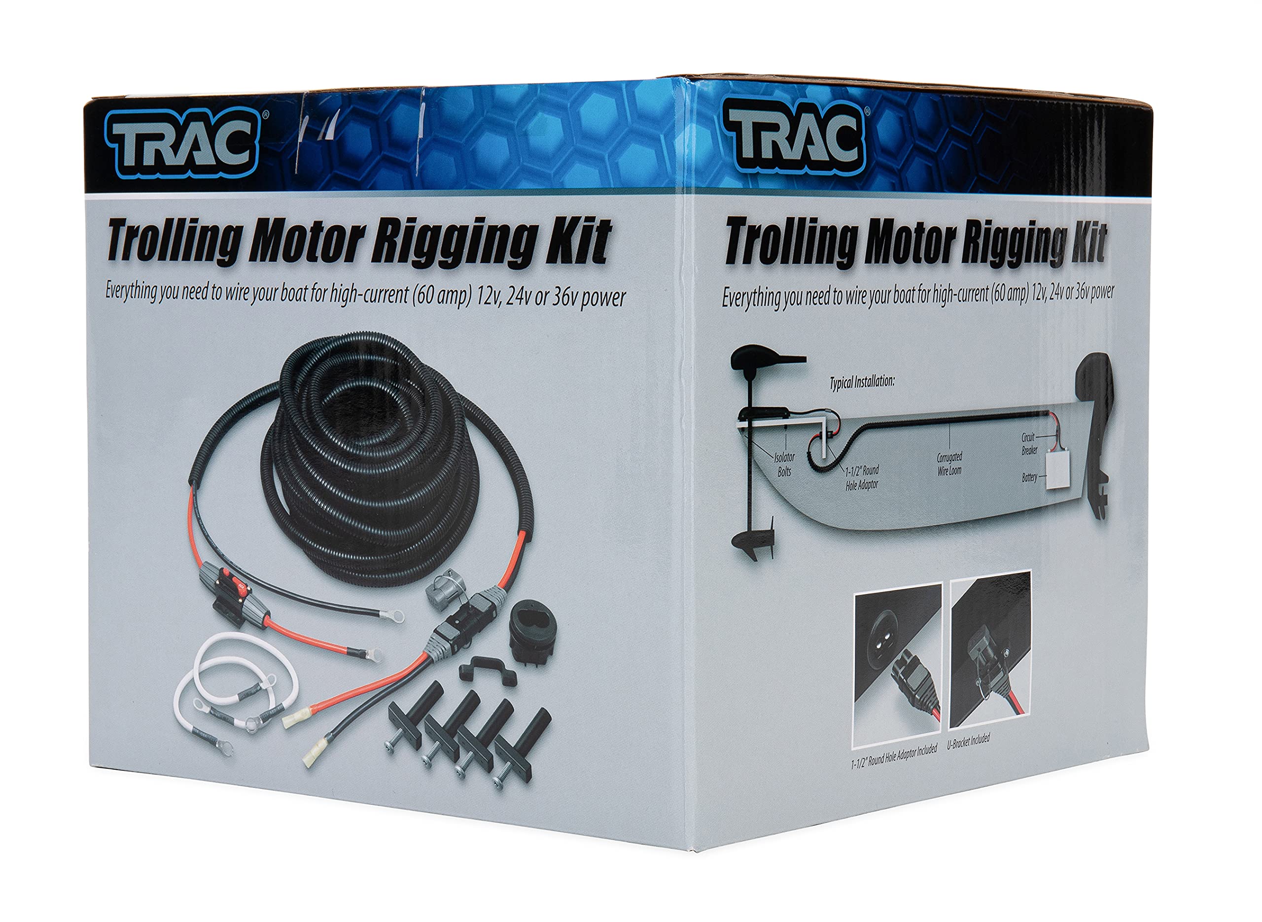 Trac Outdoors Trac Dynamics Trolling Motor Rigging Kit - For All Boats to Power Up to 36v Trolling Motors, Winches, and Any Other 12v, 24v or 36v Device Up to 60 Amps (69440), Black