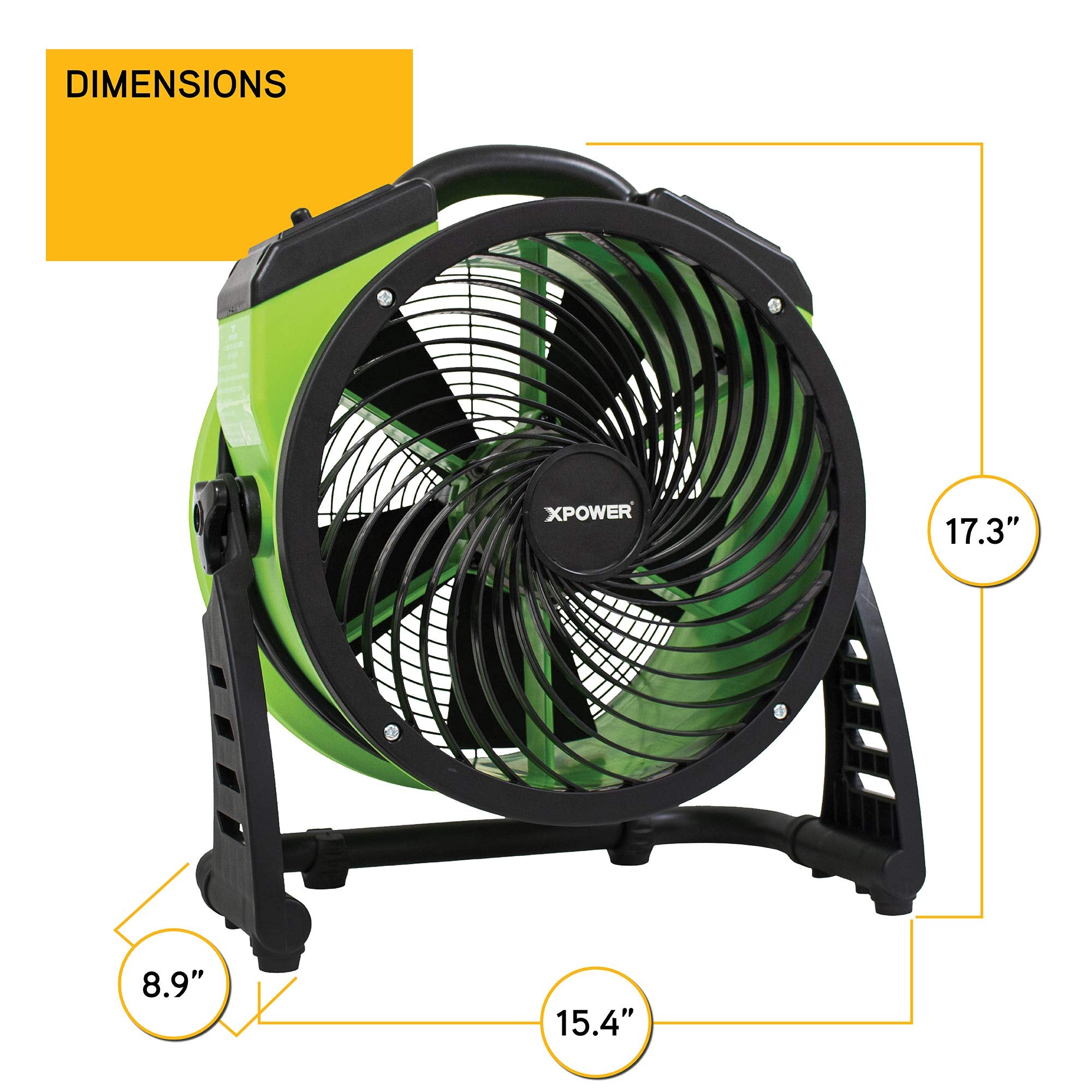 Heavy Duty XPOWER FC-250D DC Motor High Velocity Whole Room Air Mover Air Circulator Utility Floor Fan, Variable Speed, Timer, 13 inch, 1560 CFM