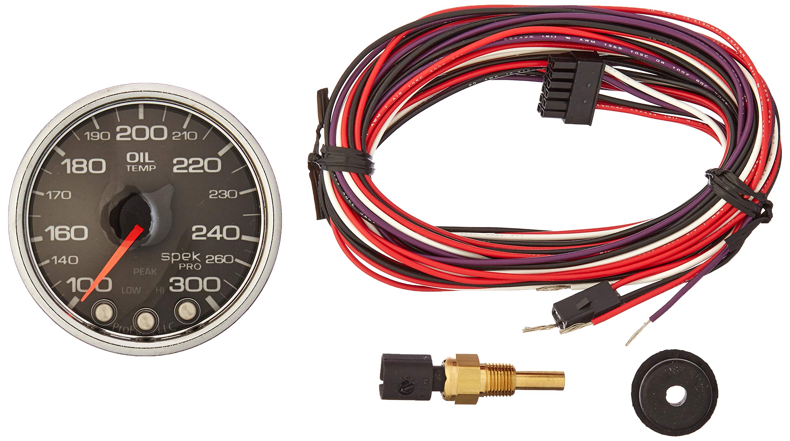 Gauge AUTO METER P32231 Oil Temp (Spek-Pro 2 1/16", 300ºf, Stepper Motorwith Peak & Warn, Blk/Chrm, Spek-Pro)