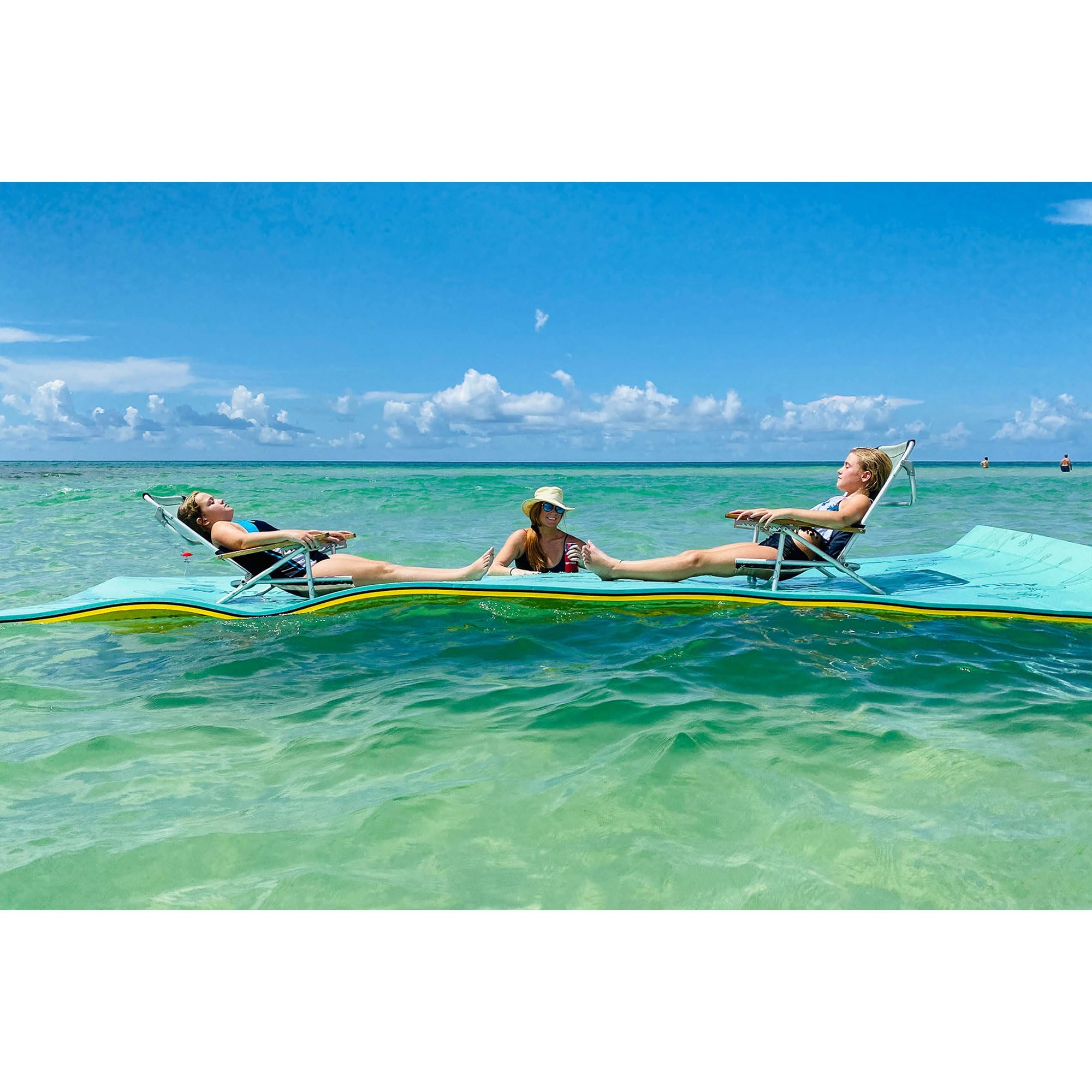 Aqua Lily Pad Floating Mat, Foam Lake Float with Duracore, 6’ x 15’, Yellow/Green