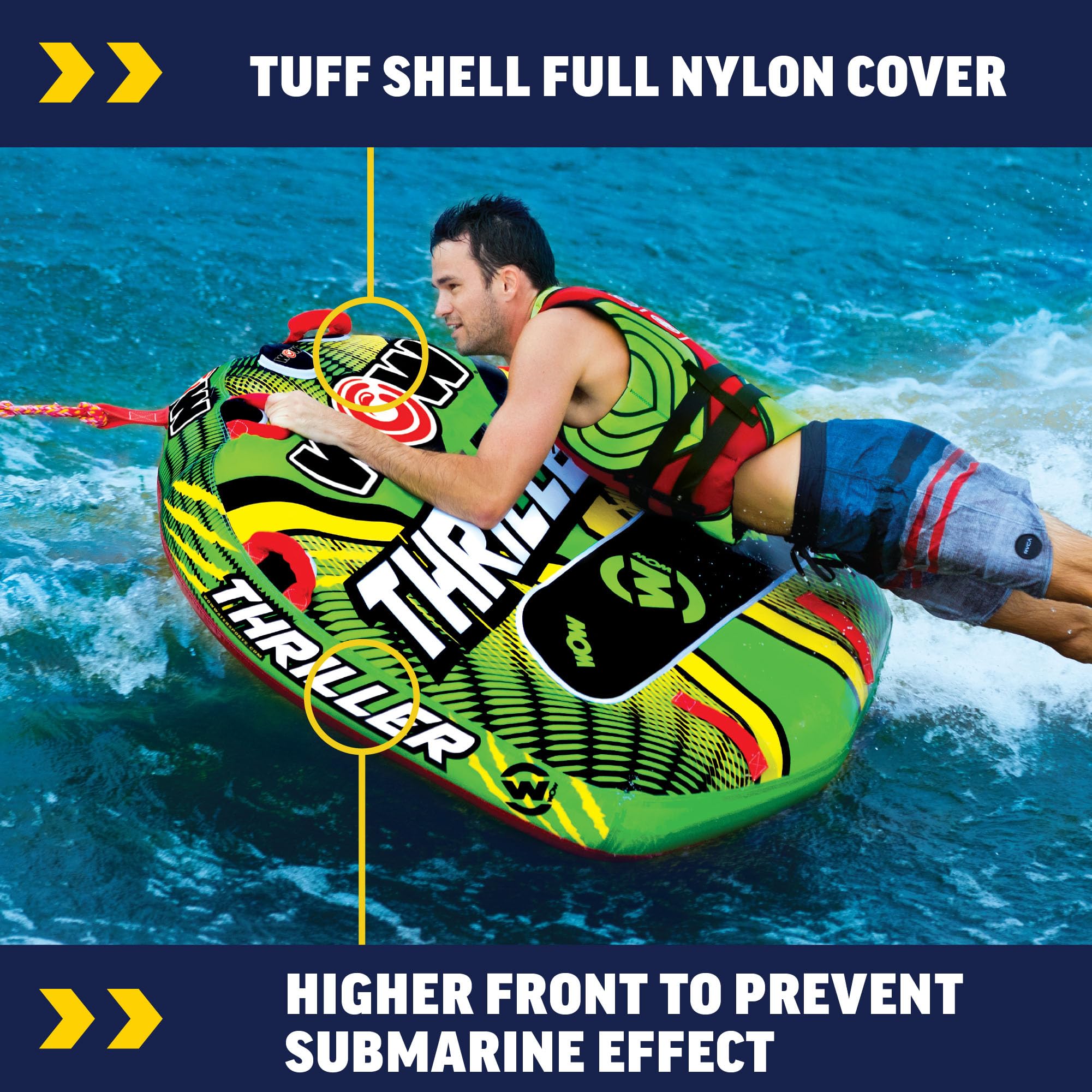 Thriller WOW Sports Towable Deck Tube for Boating Adults, Inflatable Tubing Boat for Water Sports