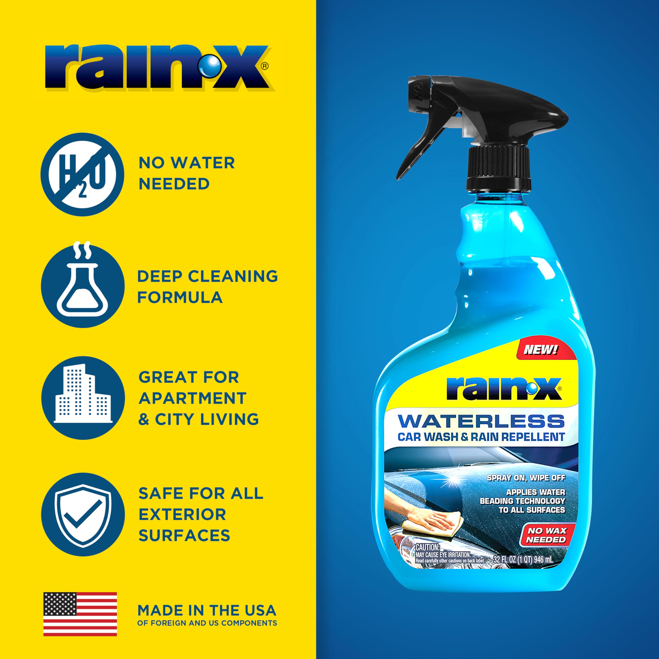 Rain-X Waterless Car Wash and 620100 Rain Repellent, 32 fl. oz.