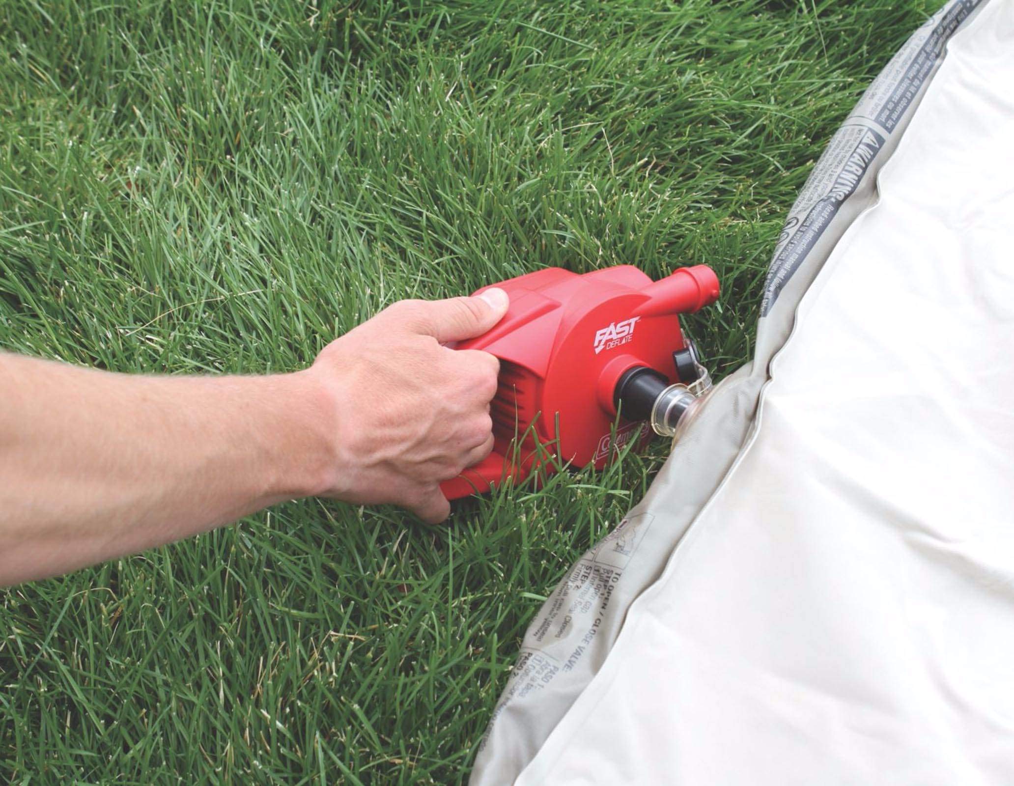 Coleman Air Pump QuickPump for Air Beds & Inflatables, Portable Pump with Fast Inflation/Deflation & Boston/Pinch Valve Adaptors, 120V Rechargeable or 4D Battery Powered Options