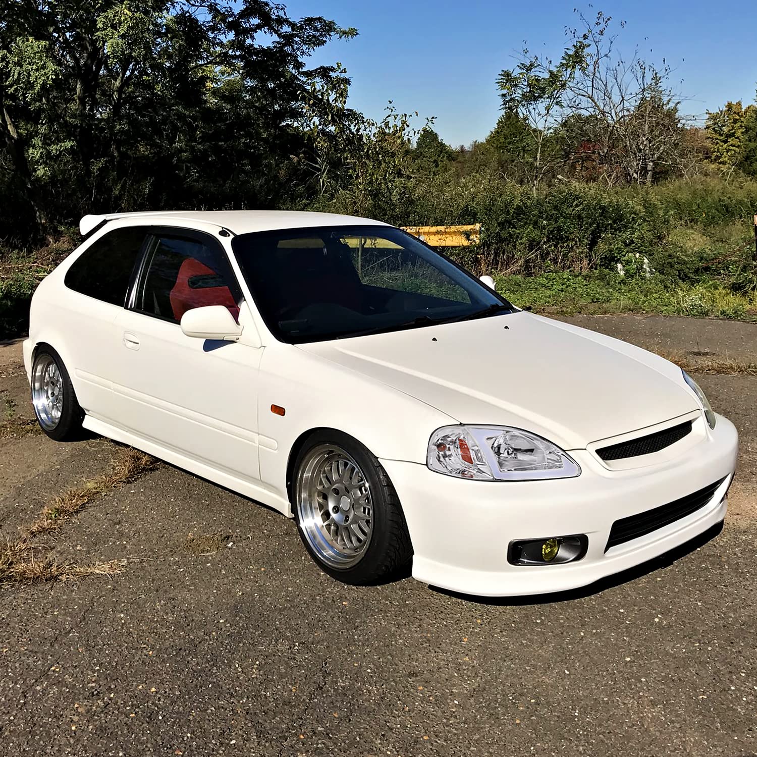 Clear Spec-D Tuning Headlights Replacement w/LED Strip Compatible with 1999-2000 Honda Civic EK/EJ/EM
