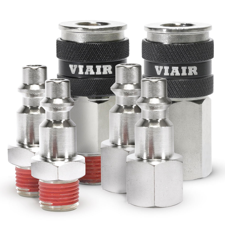 1/4" NPT M & F Couplers, Quick Connect Studs 1/4" M (2) & F (2), With VIAIR LOGO