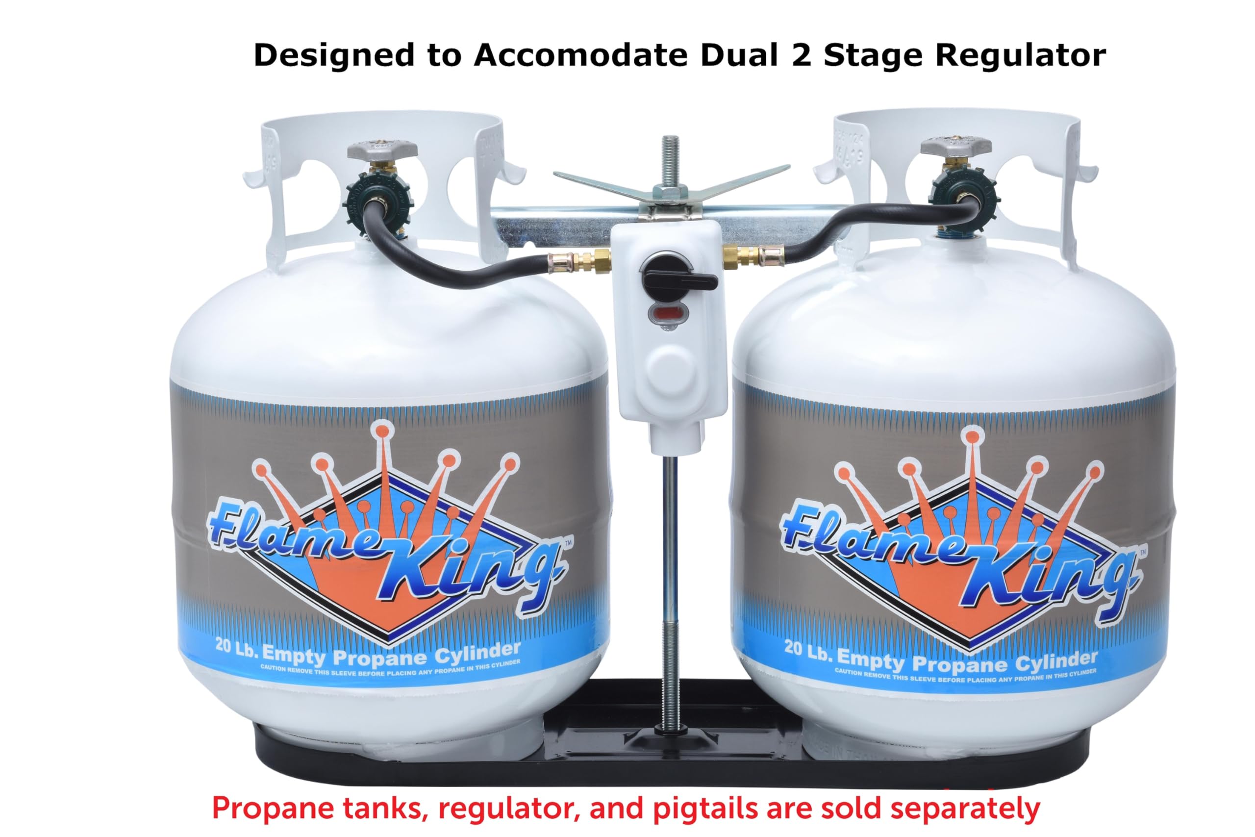 Dual Flame King RV Propane Tank Cylinder Rack for Trailers and RVs for 20lb Tanks - KT20MNT (Tanks Sold Separately)