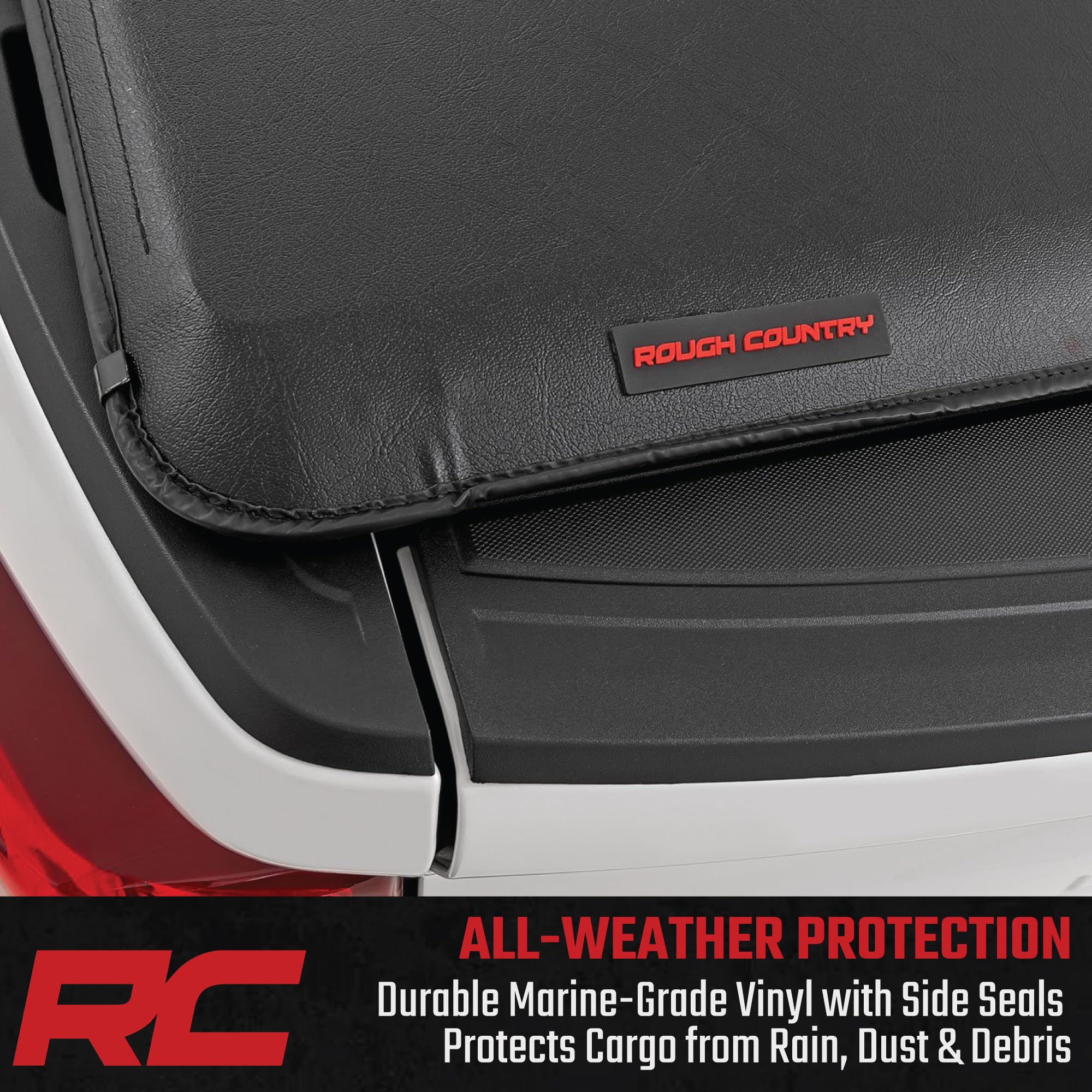 Rough Country Soft Roll-Up Truck Bed Cover for GMC Sierra 1500 & Chevy Silverado 1500 (2019–2026) – 5'10" Short Bed Tonneau Cover