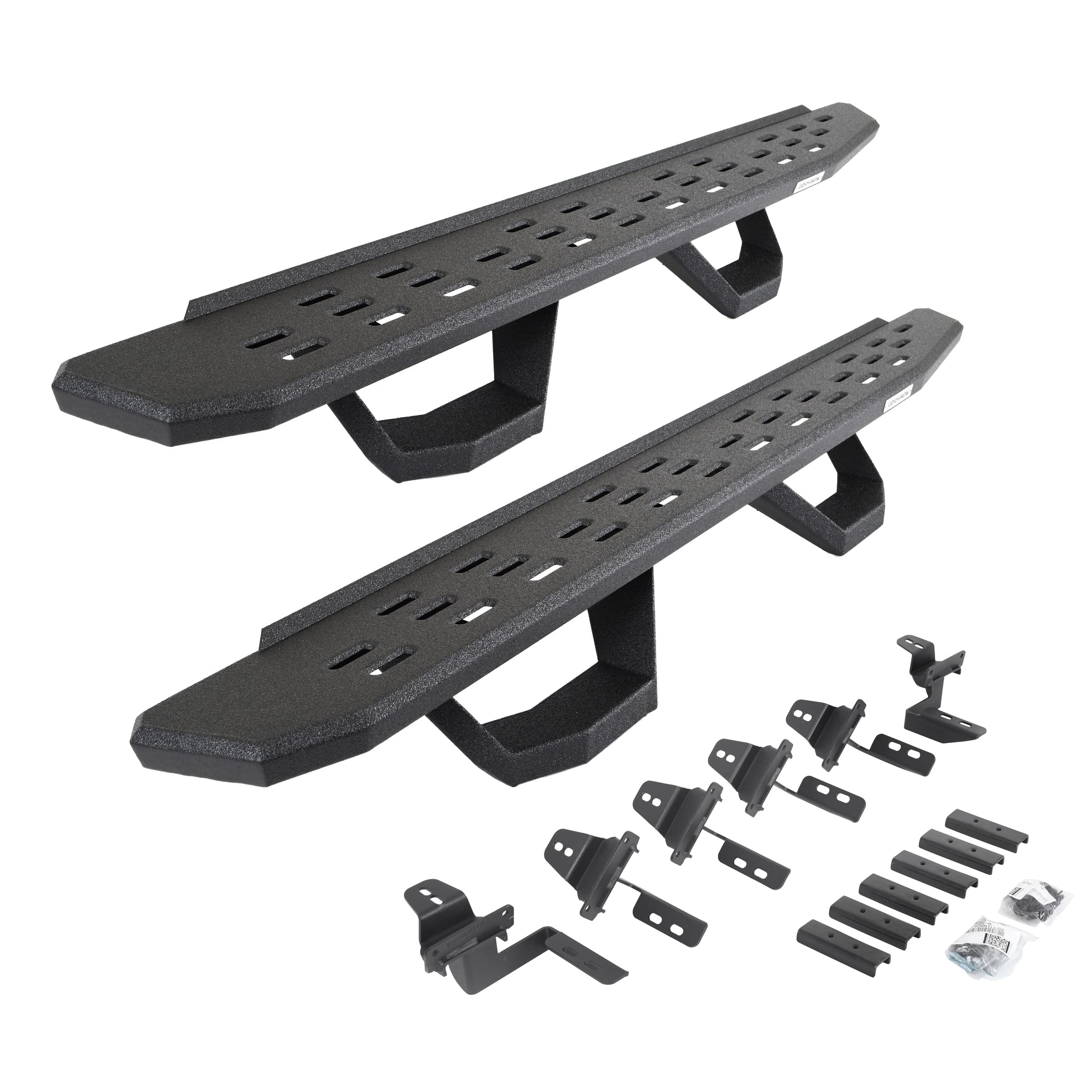 Go Rhino Running Boards RB30, Brackets, & 2 Pair of Drop Steps | Galvanized Steel, Protective Bedliner Coating | 6965056820T | Fits 2007-2018 Jeep Wrangler JKU, 4-Door