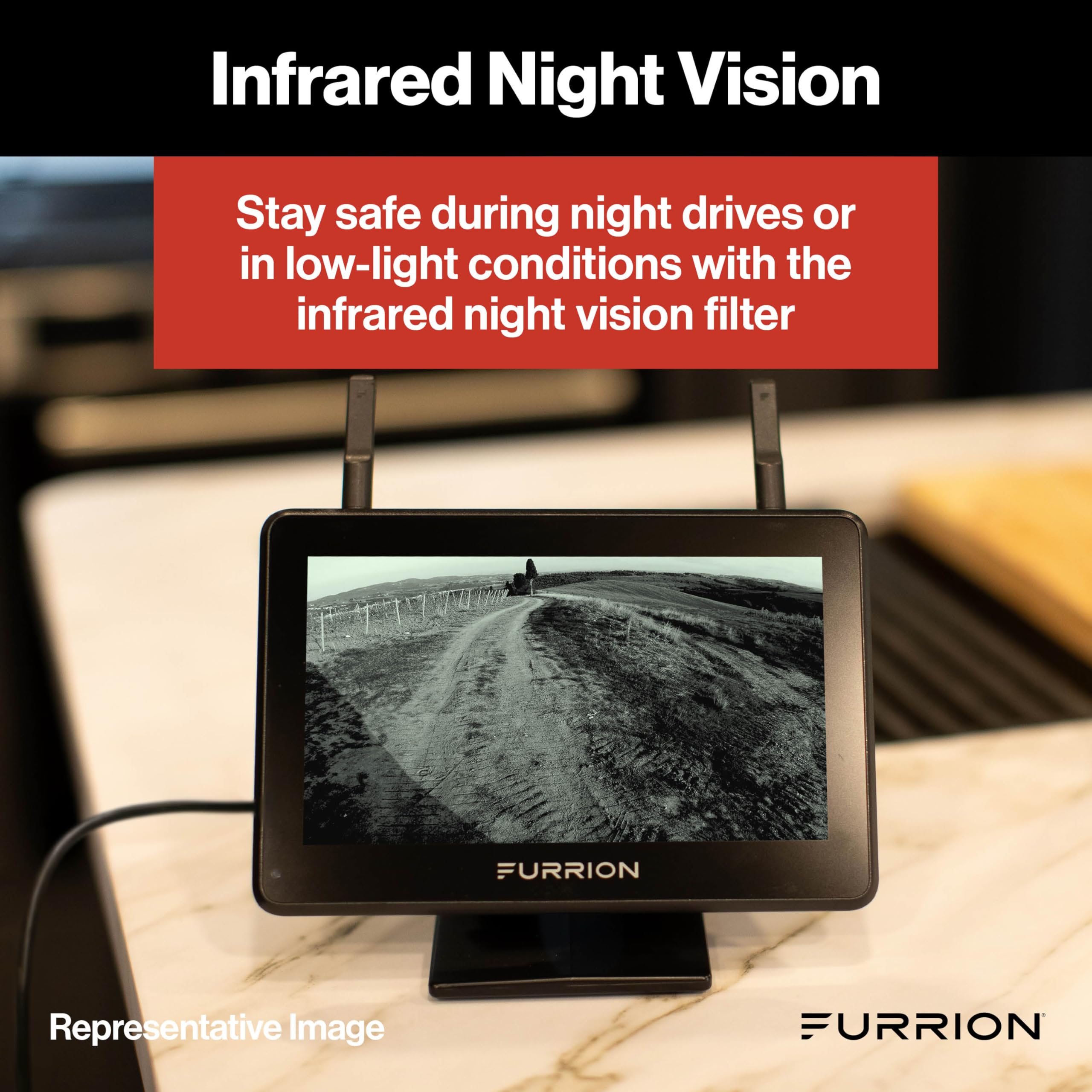 Vision S+ Furrion RV Backup Camera System – Sharkfin Wireless Camera, 1080p HD, 140° Wide-Angle, Infrared Night Vision, Motion Detection, Waterproof, Monitor Not Included – FCNFDTASF