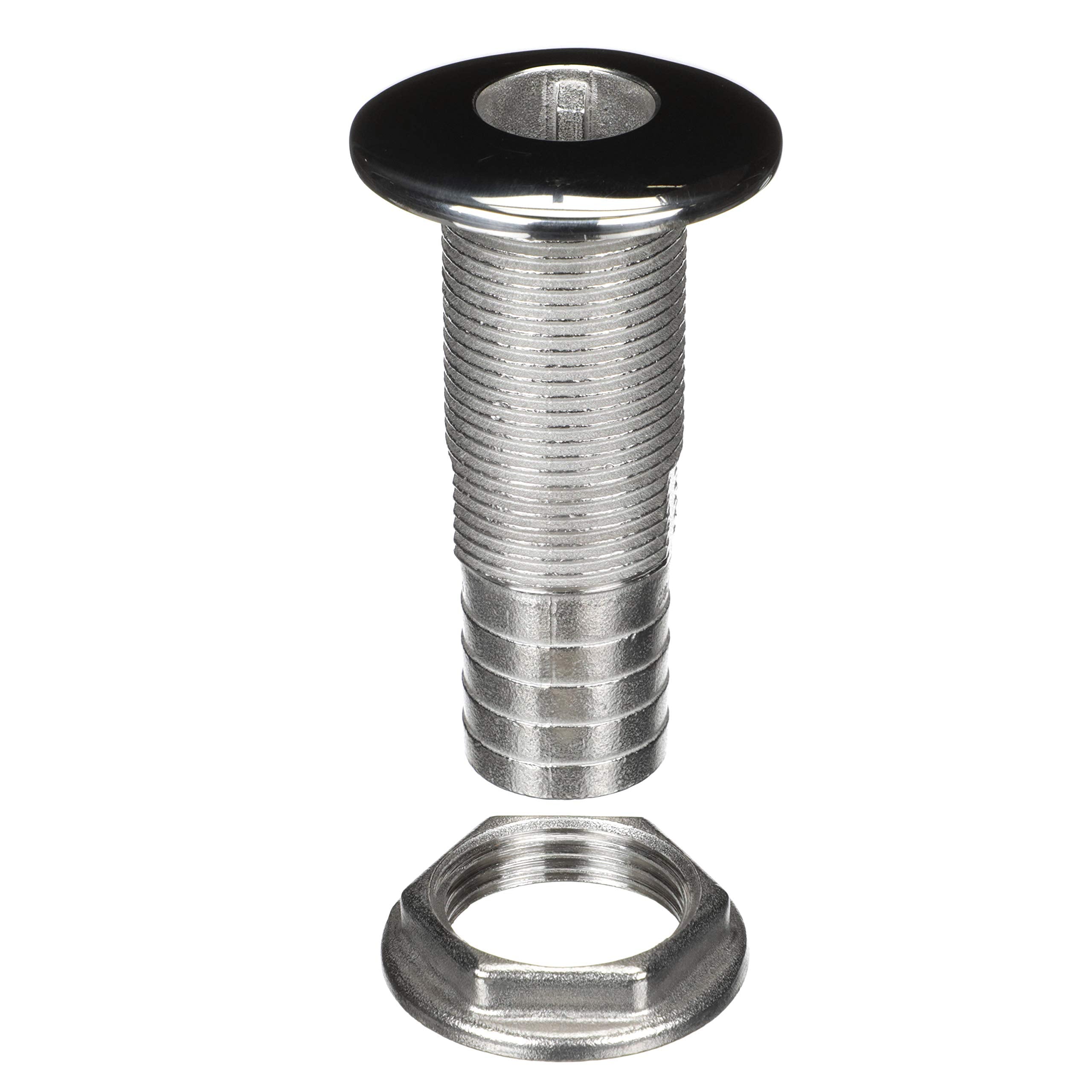 Stainless Steel Attwood 66549-3 Barbed Standard Length Straight Thru-Hull, 1 1/8-Inch