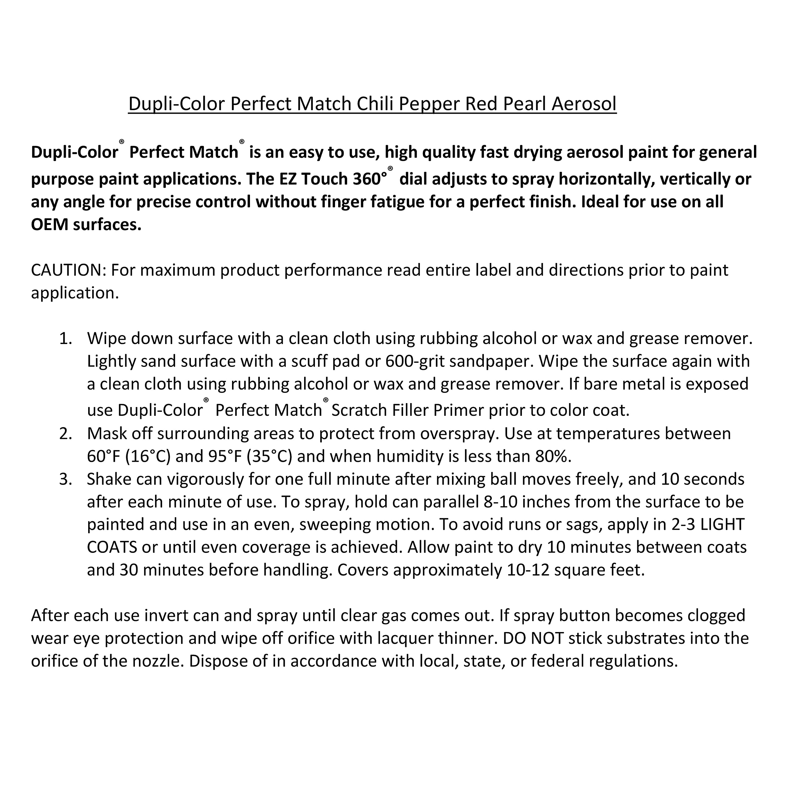 Chrysler Chili Pepper Red Pearl Dupli-Color EBCC04247 Perfect Match Automotive Spray Paint – 8 oz. Aerosol Can