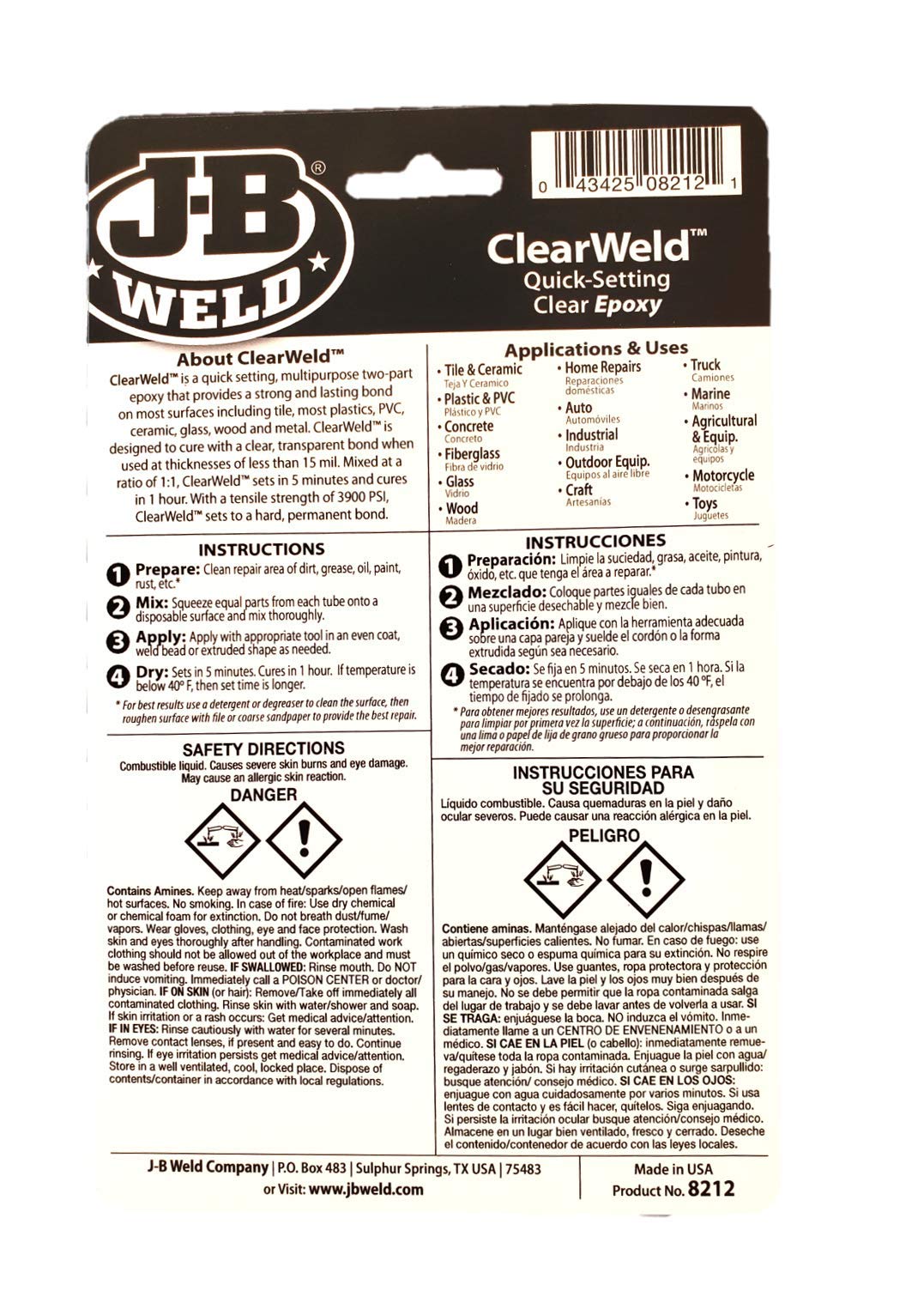 ClearWeld J-B Weld 5 Minute Epoxy Twin Tubes