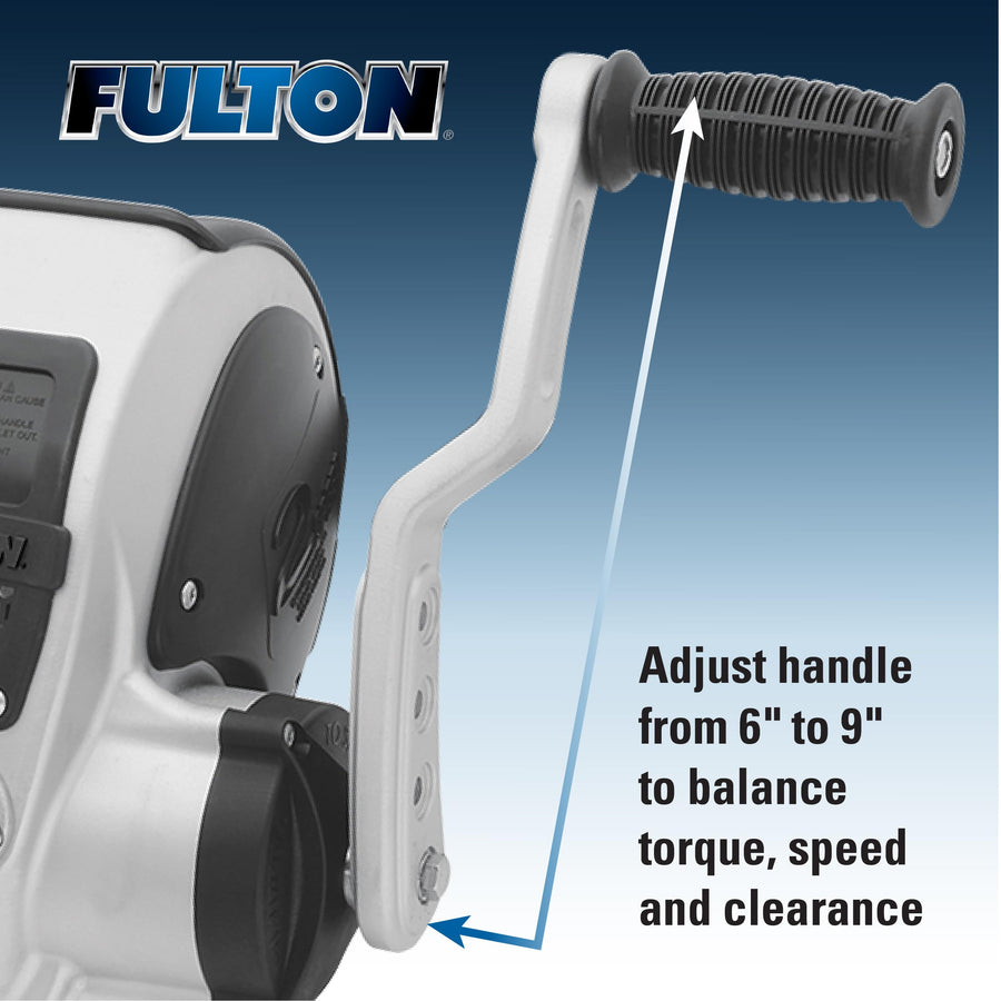 Fulton F2 Marine Trailer Winch, FW20000101, Single-Speed, 2,000 lbs. Capacity, 20 Foot Strap, Silver Cover.