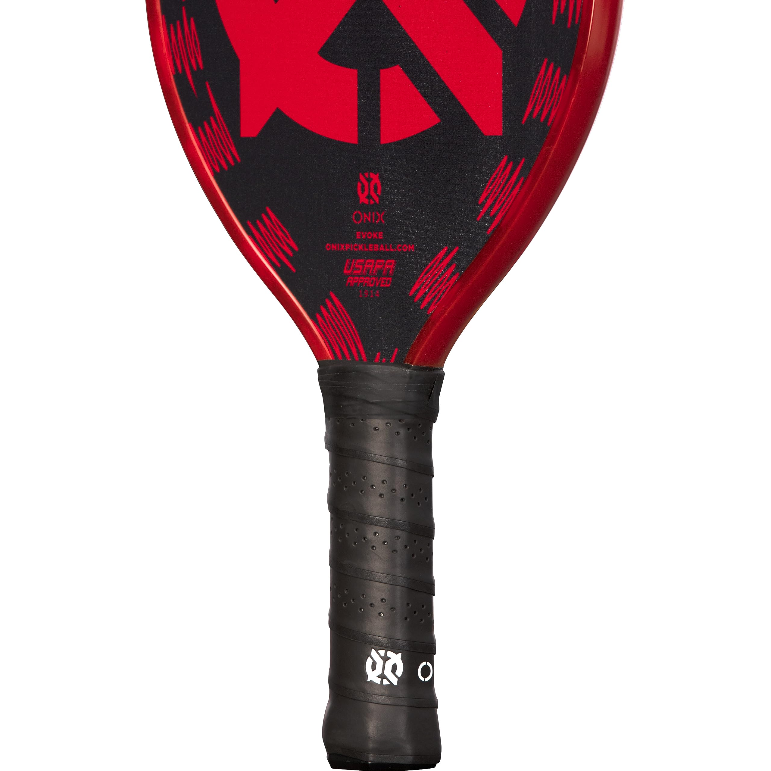 Graphite Onix Evoke Tear Drop Pickleball Paddle Features Tear Drop Shape, Polypropylene Core, and Graphite Face, Red