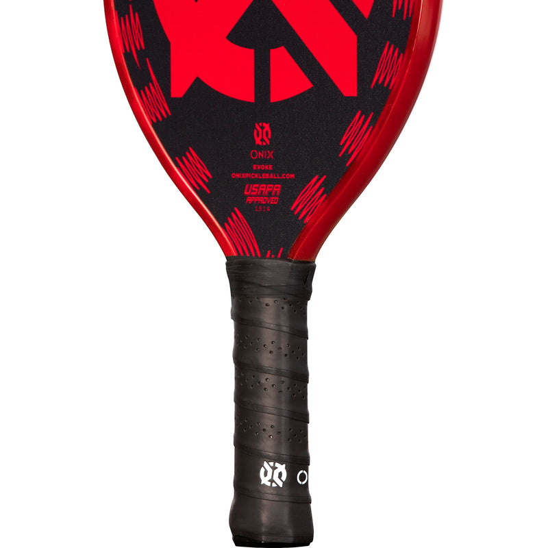 Graphite Onix Evoke Tear Drop Pickleball Paddle Features Tear Drop Shape, Polypropylene Core, and Graphite Face, Red