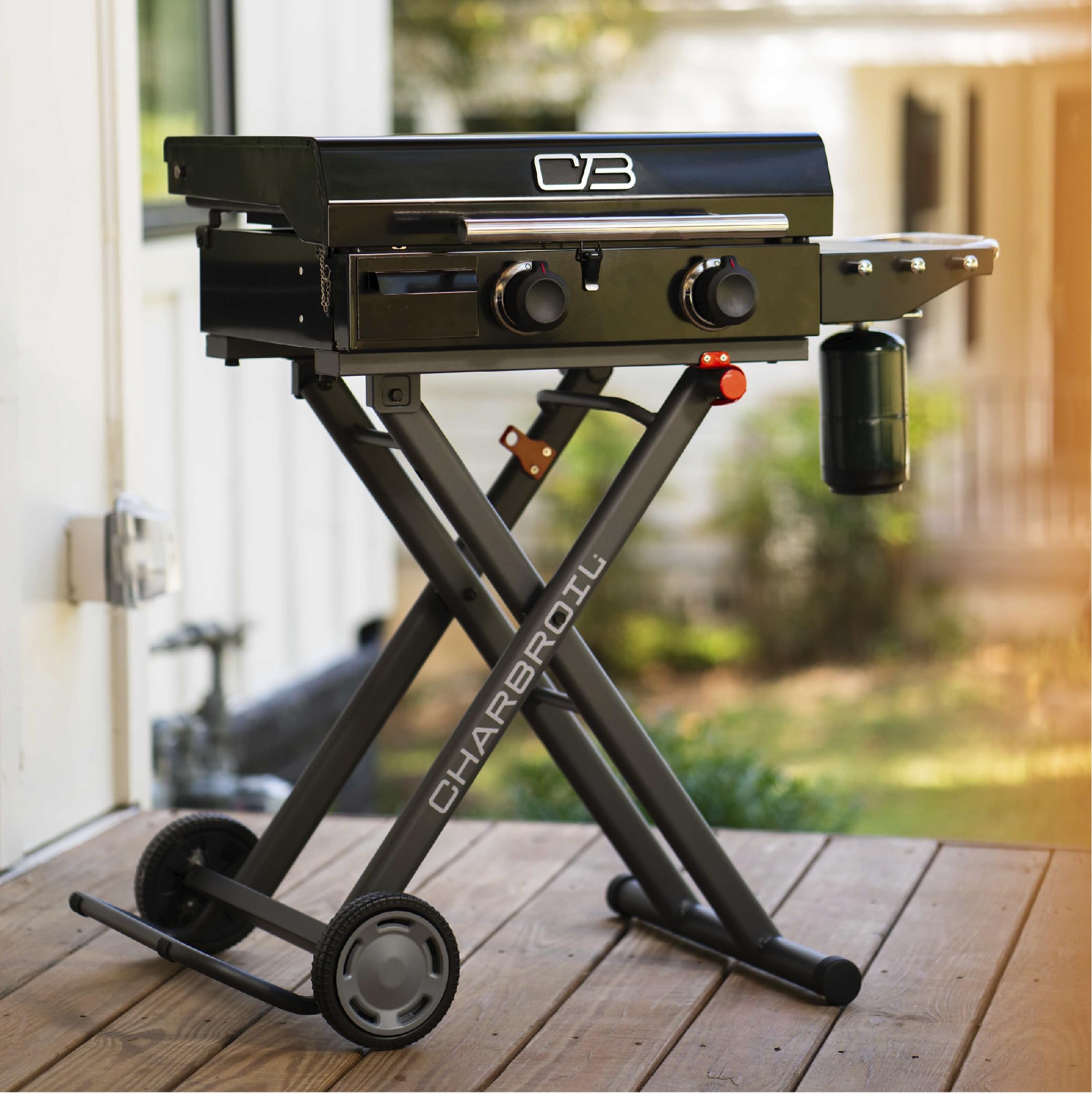 22" Charbroil® Performance Series™ Folding Cart 2-Burner Portable Propane Gas Griddle, Black - 463711223