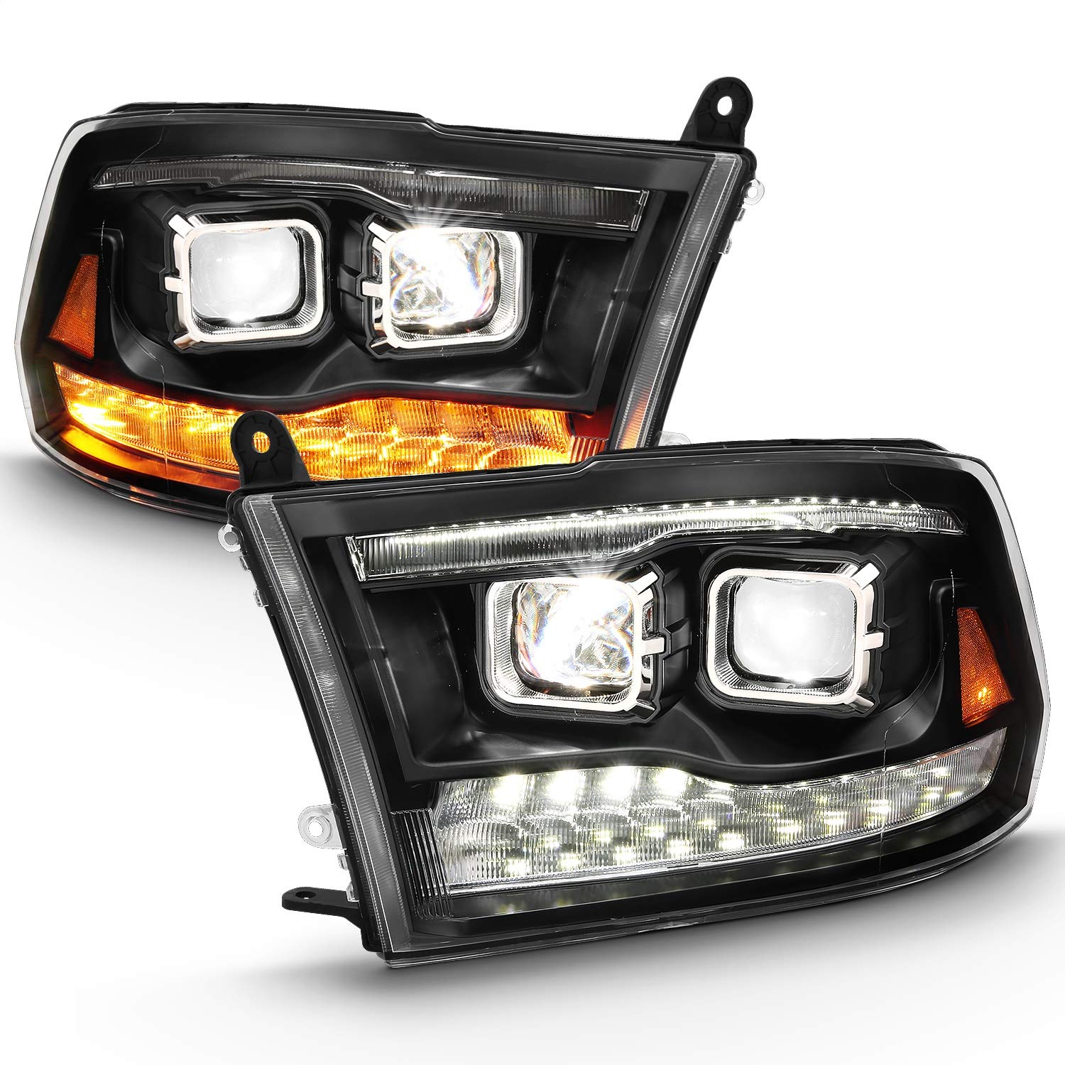 ANZO USA SWITCHBACK LED PROJECTOR PLANK STYLE H.L HALO BLACK AMBER (OE STYLE)