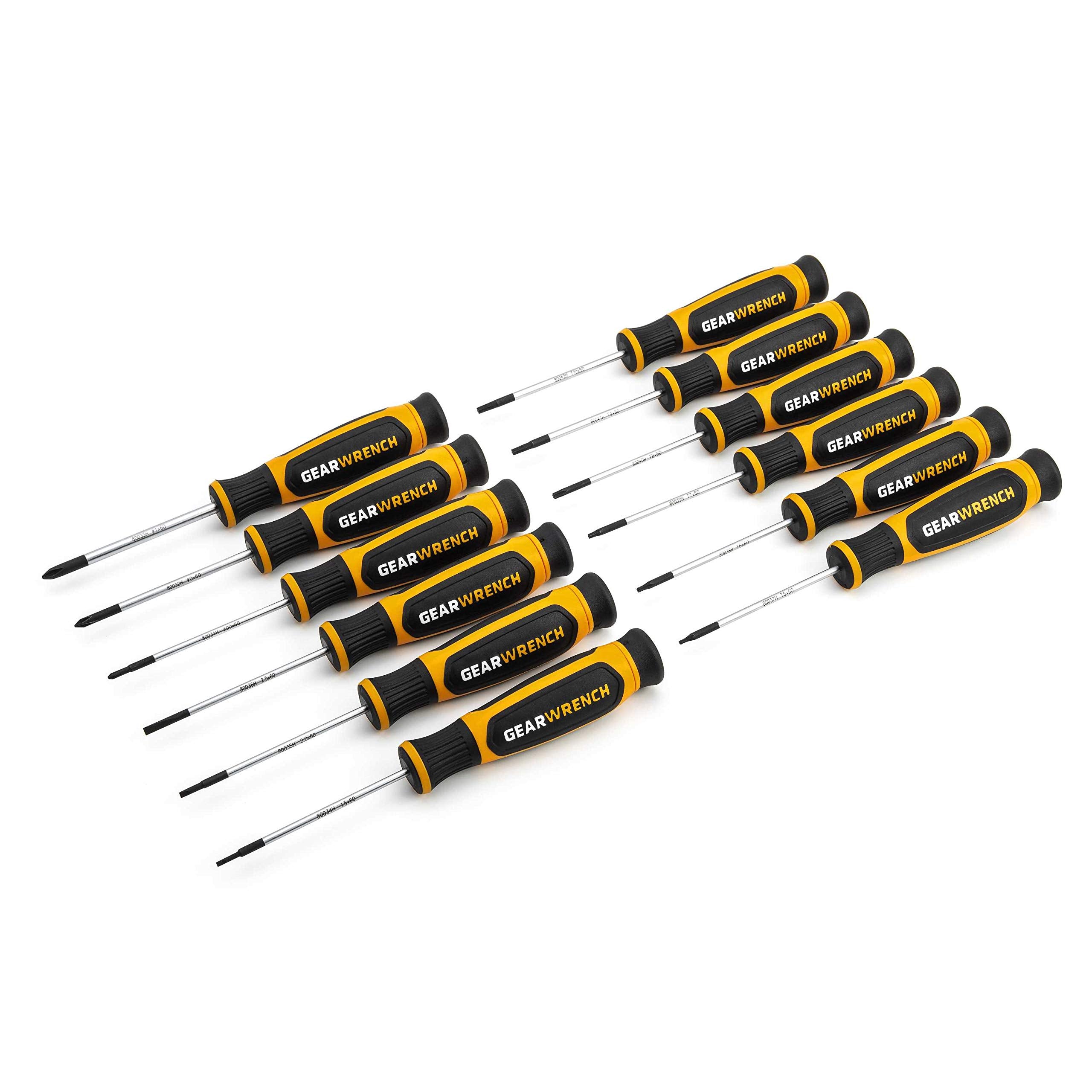 12 Pc. GEARWRENCH Phillips/Slotted/Torx Mini Dual Material Screwdriver Set - 80057H