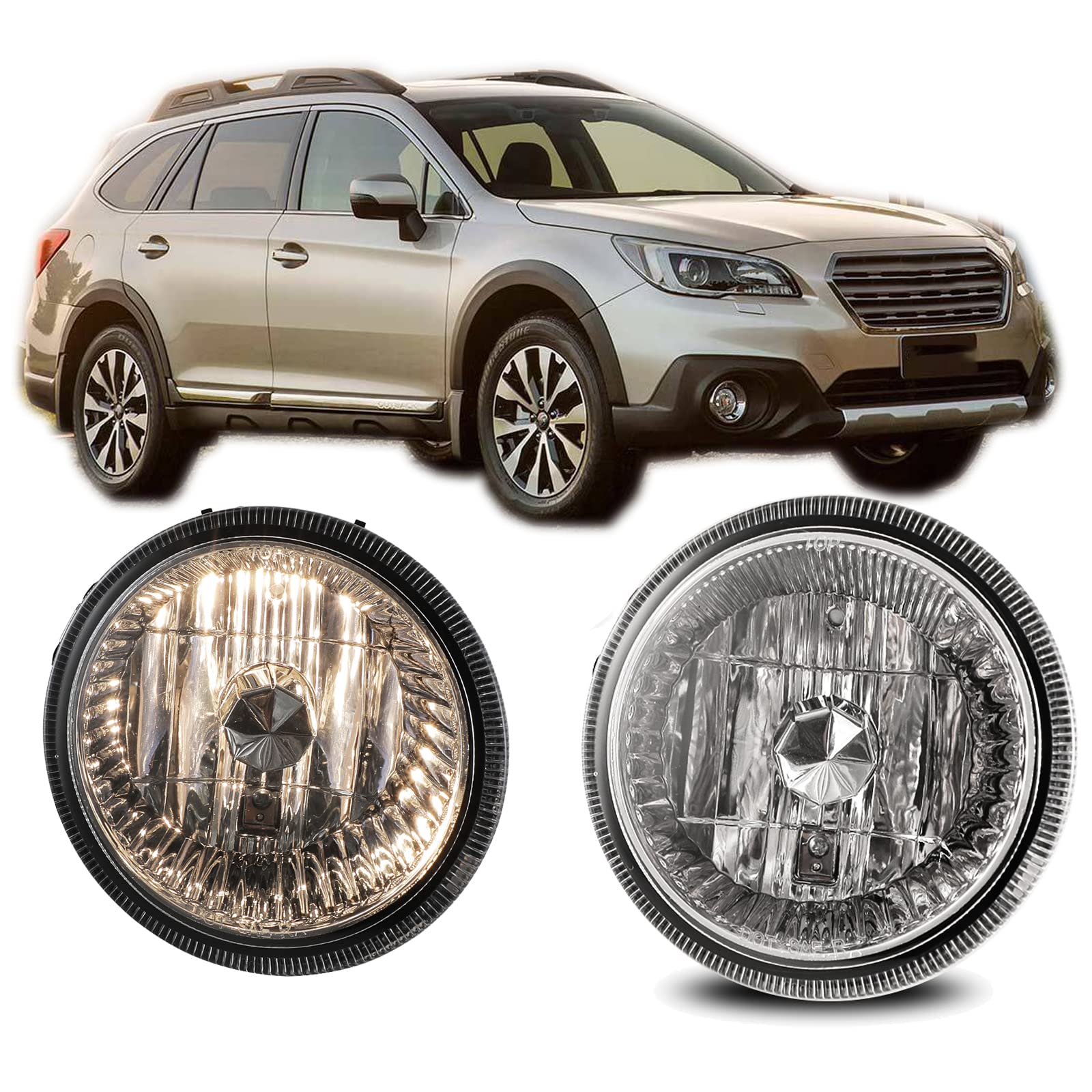 Winjet WJ30-0558-09 Fog Light Replacement Pair 2013-2016 Subaru Outback Left & Right Driver Passenger Side OE Fitment Bulbs Included - Clear Lens