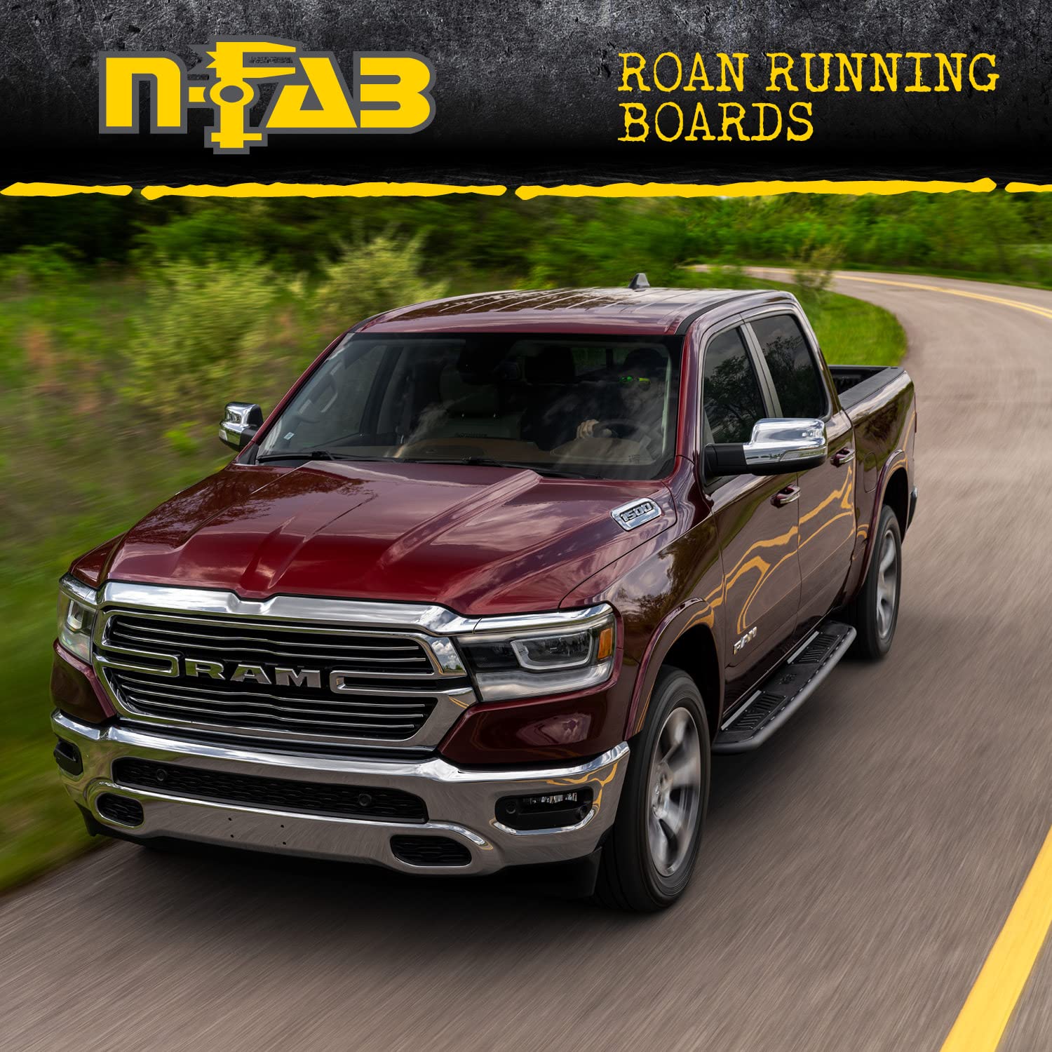 Roan Running Boards RealTruck for Toyota Tundra | Cab Length, Extra Large 5.5" Step Plate, Textured Black | NBT07CC-TX | Fits 2007-2021 Toyota Tundra CrewMax, SRW/DRW Gas/Diesel