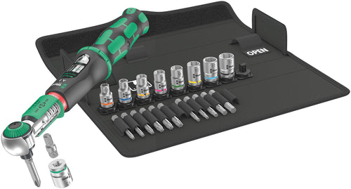 Wera Safe-Torque A 2 Set 1, Torque Wrench Set, 1/4" Hexagonal, 2-12 Nm, 23 Pieces, Black Green