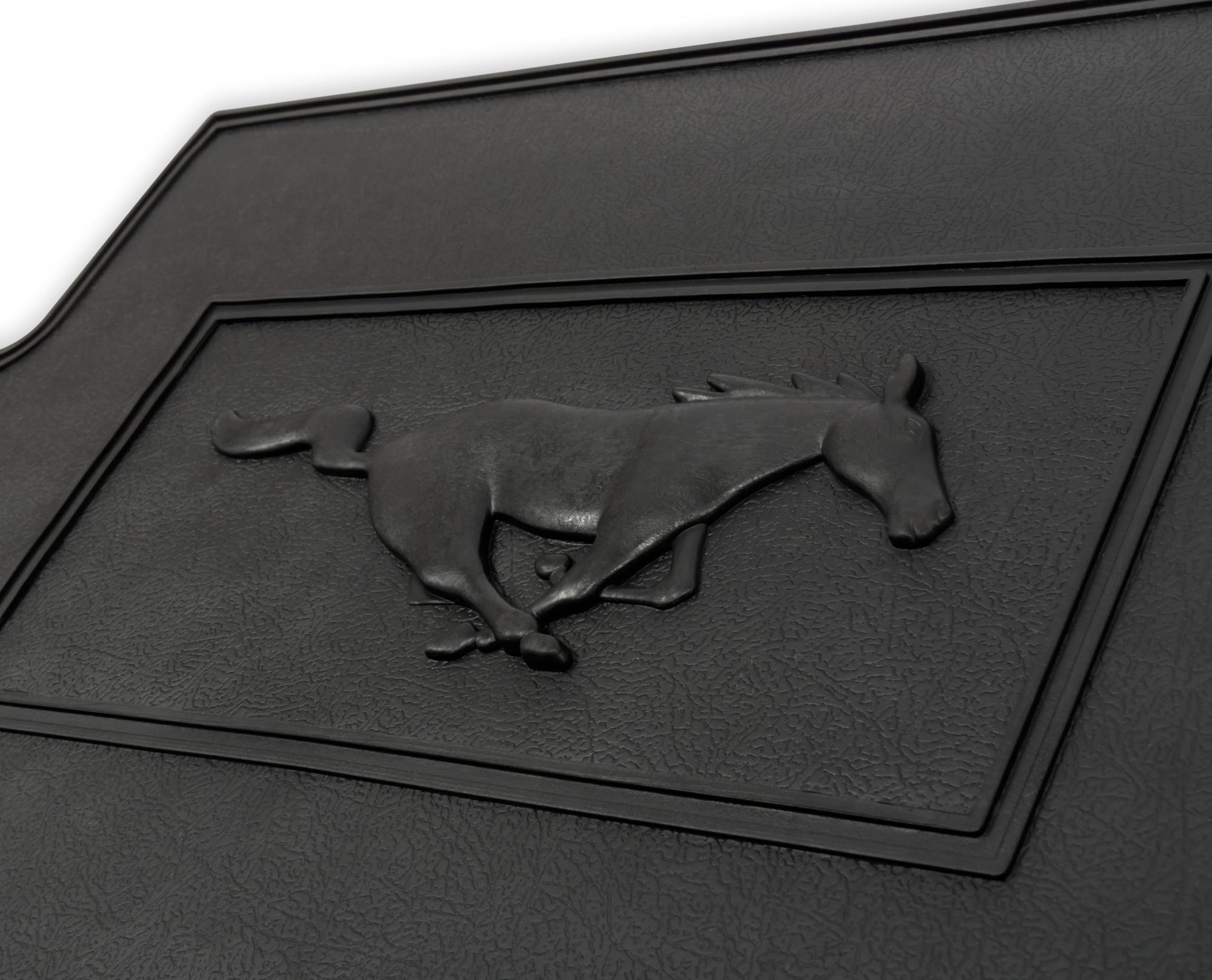 Scott Drake Floor Mats Black Rubber Featuring Official Ford Running Horse Logo, Compatible with 1964-1973 Ford Mustang, Model C5ZZ-6513086-BK