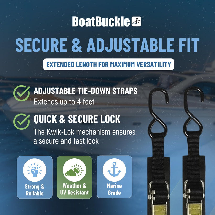 Kwik-Lok BoatBuckle Transom Tie-Down (1-Inch x 4-Feet, Black)