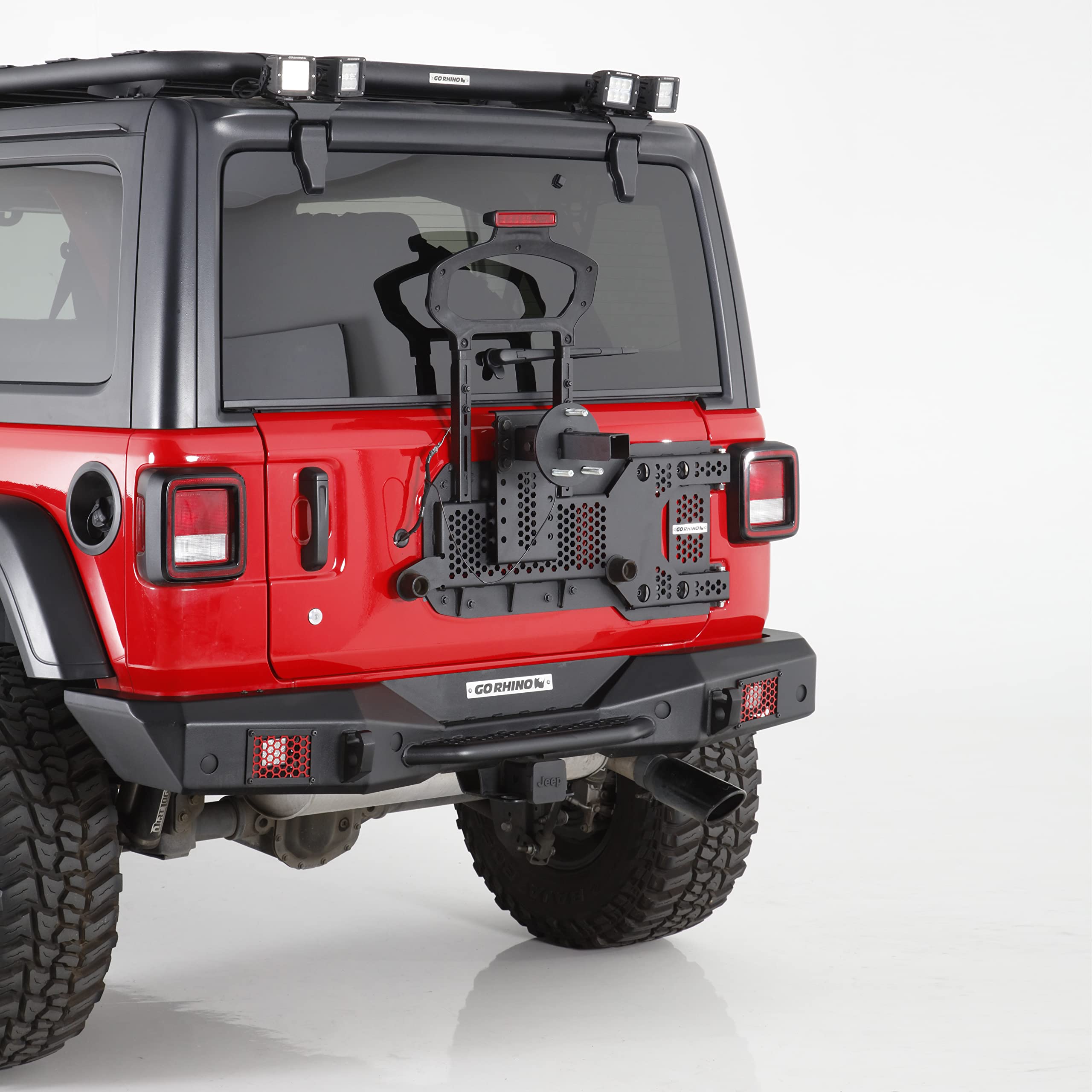 Go Rhino Spare Tire Carrier Rockline for up to 37" Tire - Low Profile, Body Mount | Galvanized Steel, Textured Black, | 27137T | Fits 2018 - 2024 Jeep Wrangler JL & JLU