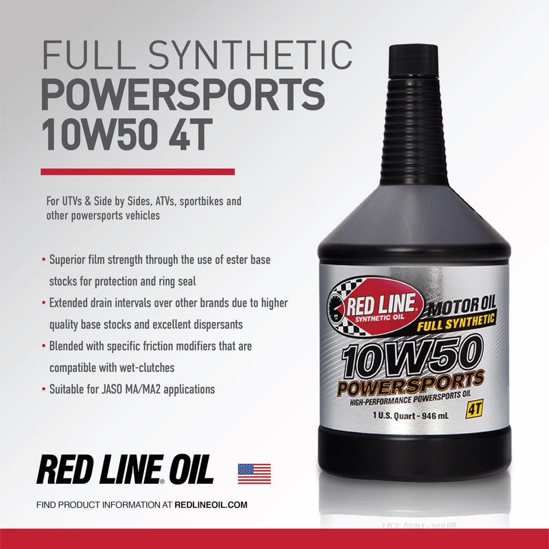 10W50 Red Line Synthetic Motorcycle Motor Oil - 1 Quart