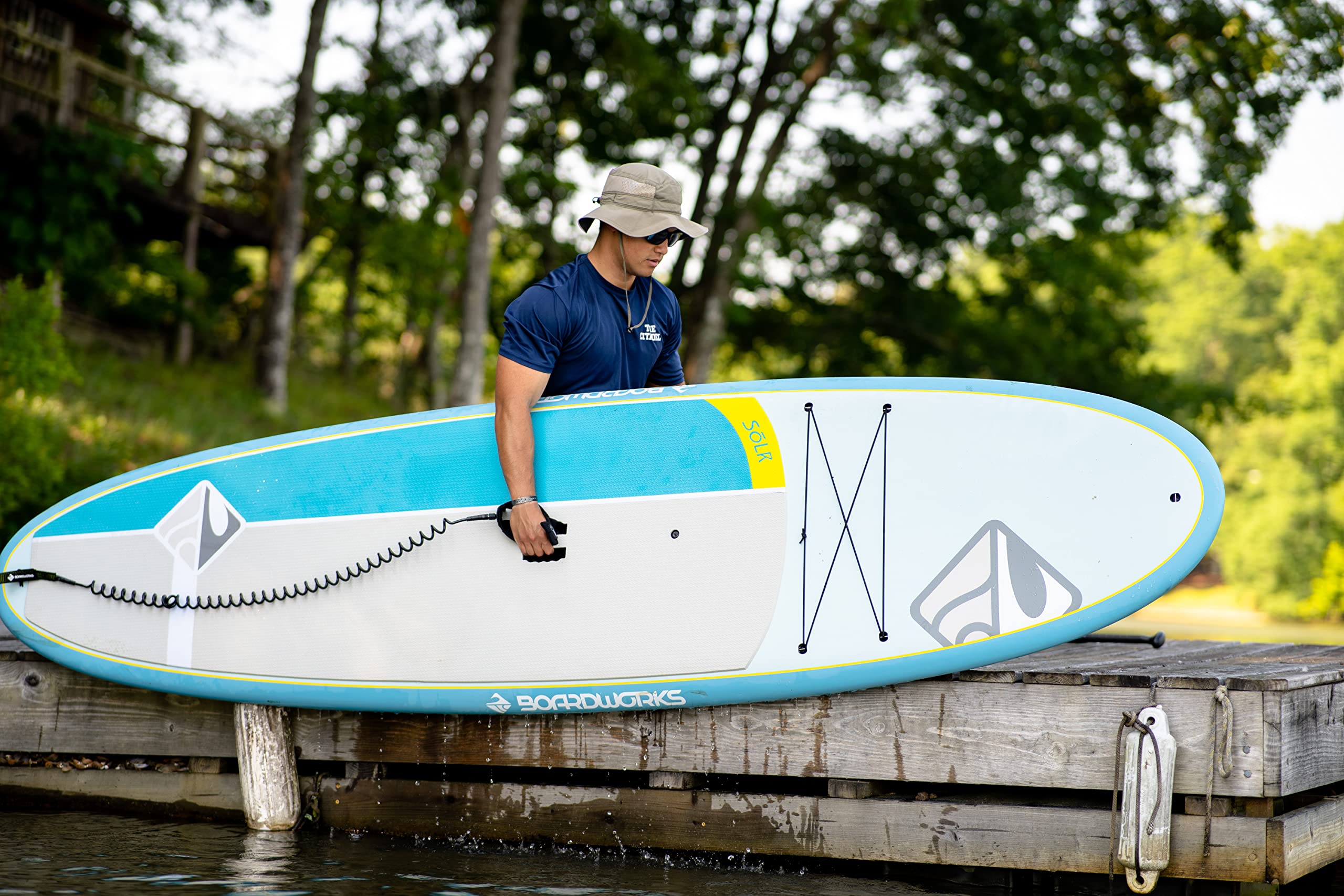 Sōlr Boardworks | Stand Up Recreational Paddleboard | X-Shot Epoxy Hardboard with Paddle | 10' 6" | Blue/Yellow/Grey, 4440720527